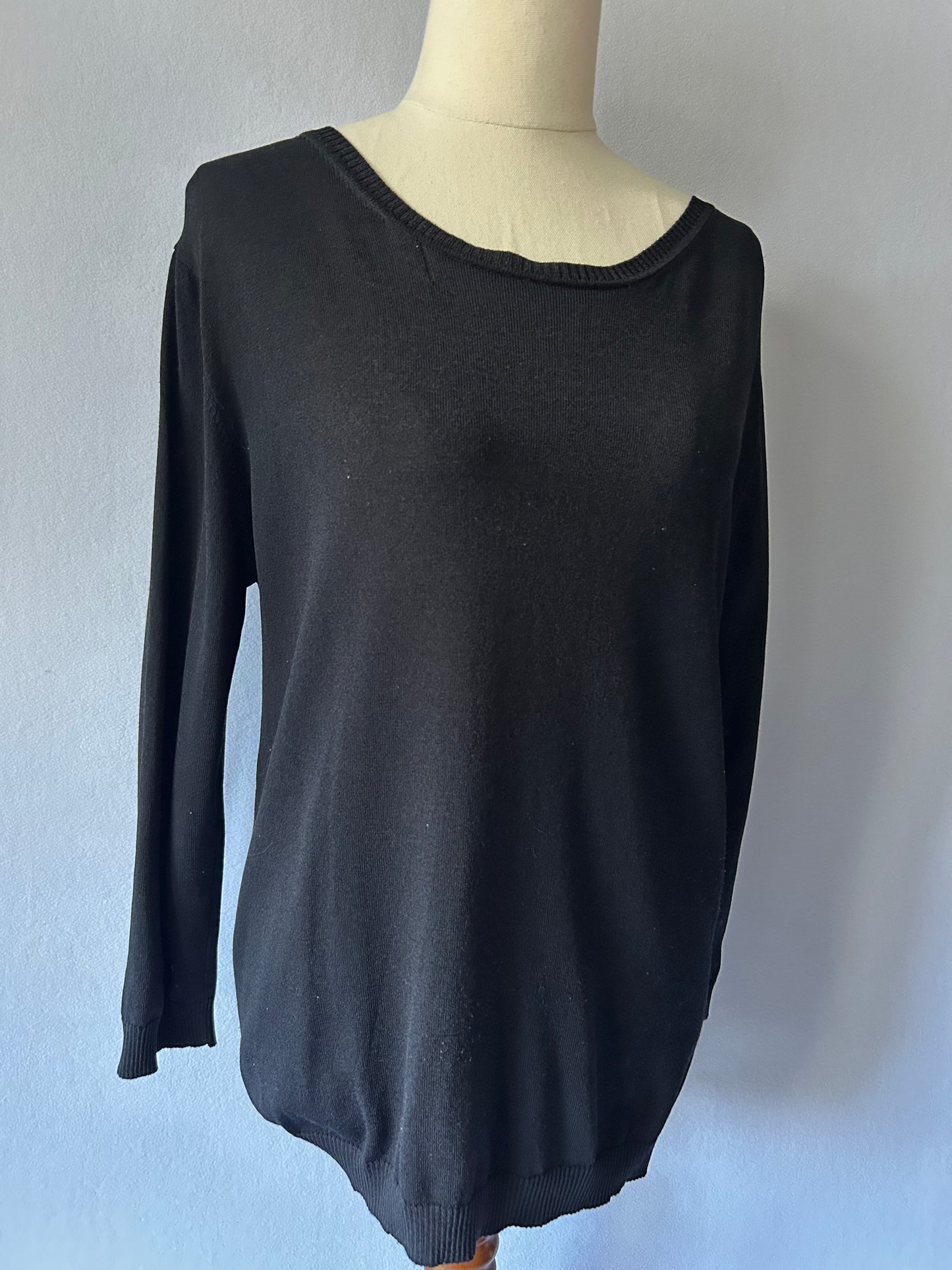 Black Mock-Neck Ribbed Knit Top - Size M