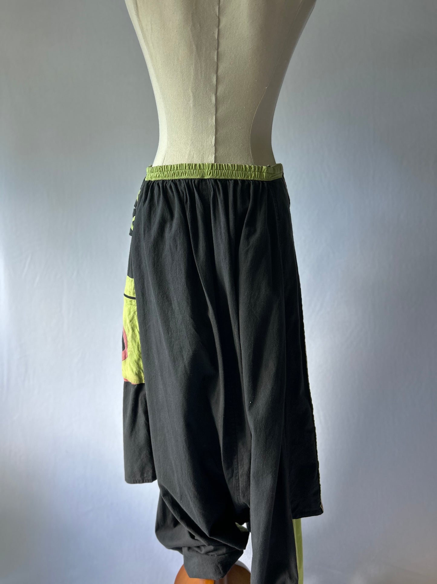 Boho Patchwork Harem Pants | Size Small | Cotton Sarouel Trousers