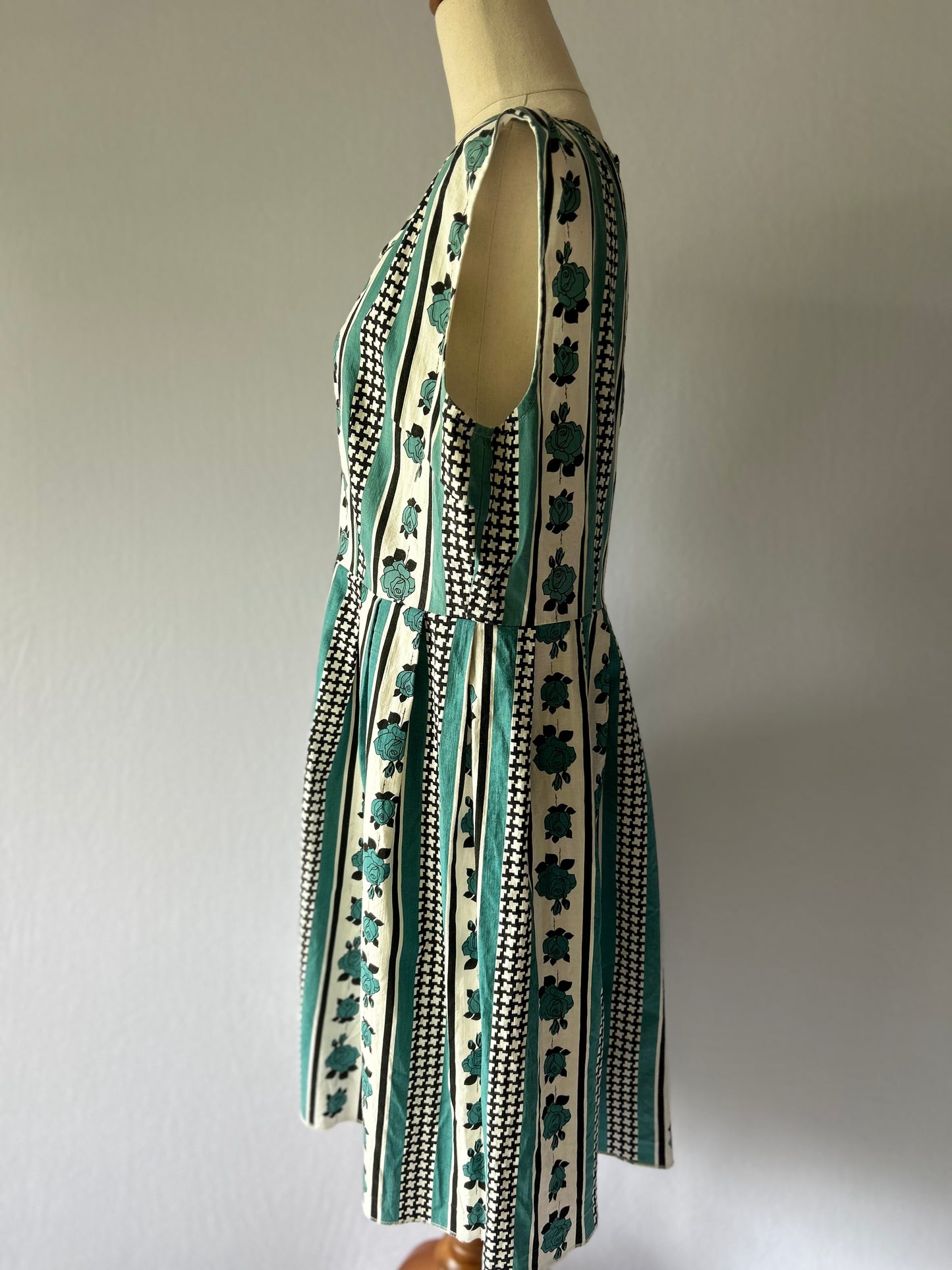 Striped Floral Cotton Dress – Size 14