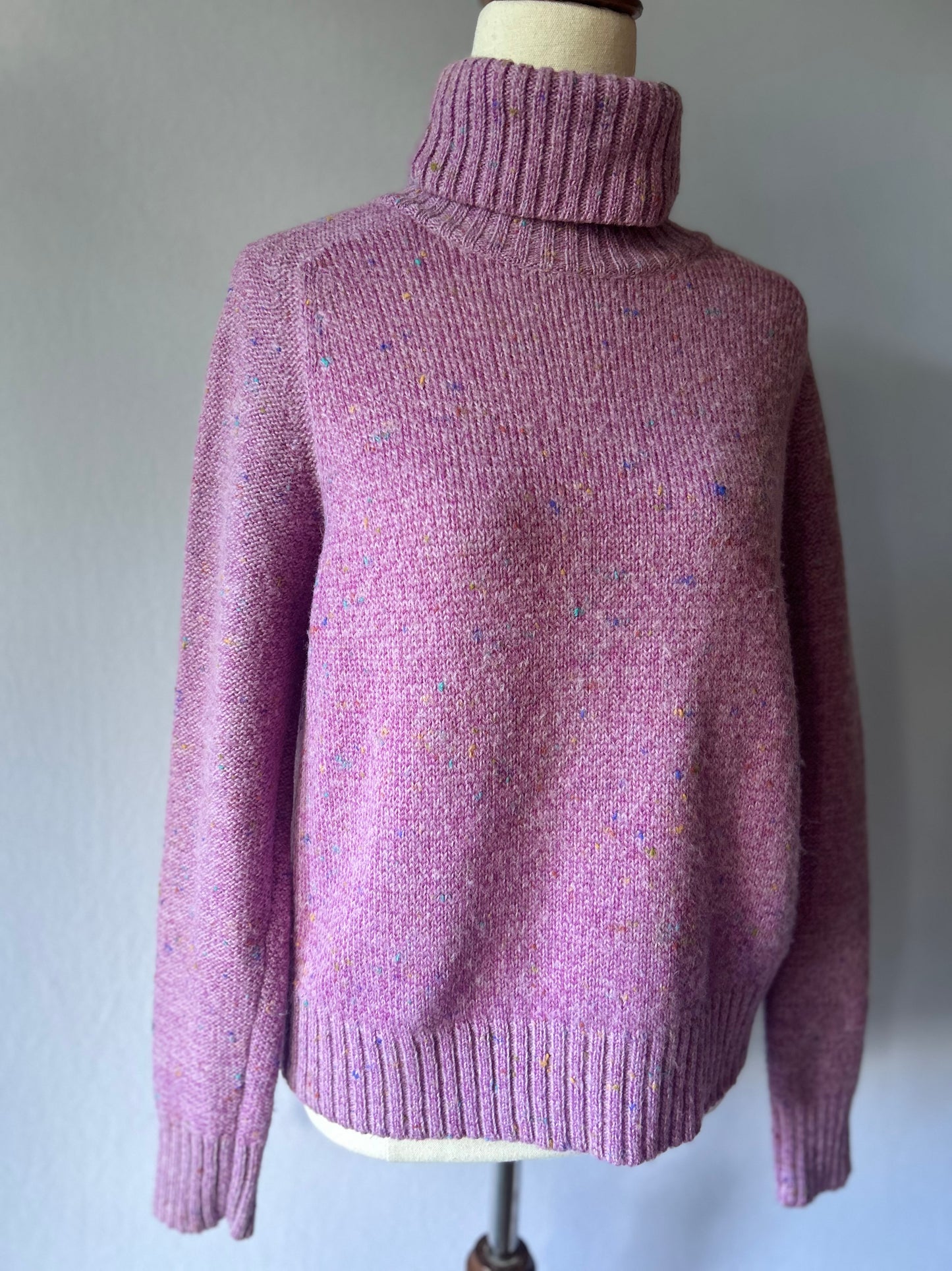 Esprit Donegal Speckled Wool & Mohair Blend Roll-Neck Jumper - Lavender Lilac - Size Small