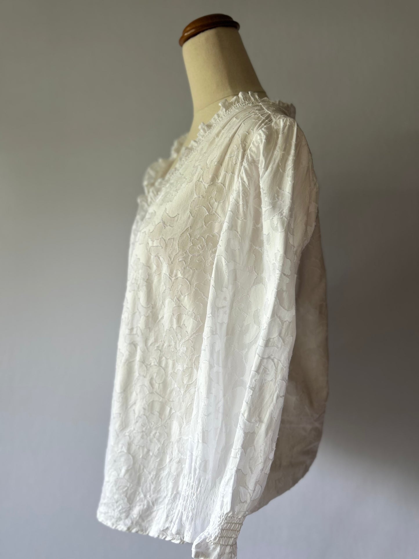 White Cotton Blouse – Size L