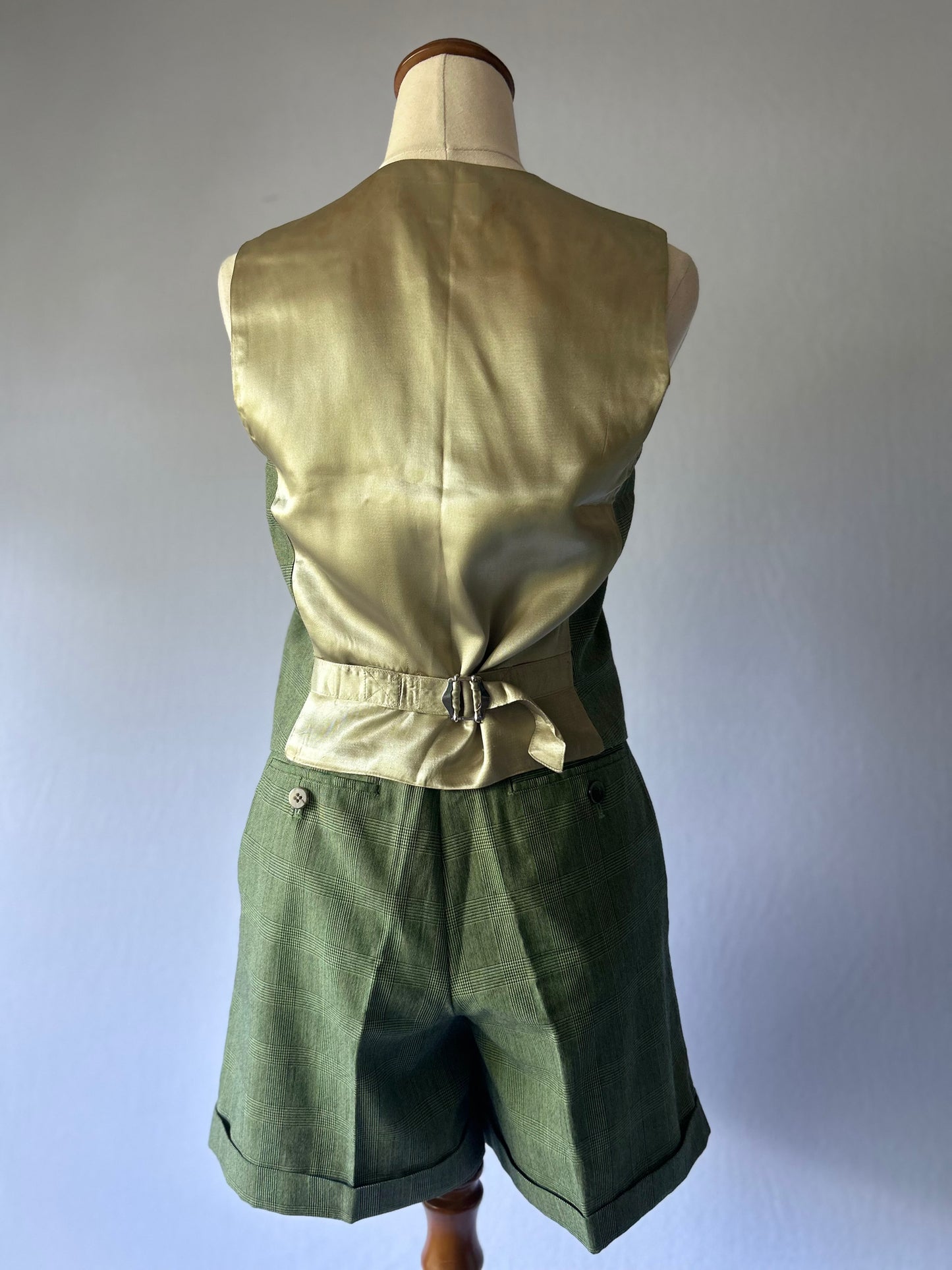 Vintage Moss Check Tailored Set – Size 34 (XS)