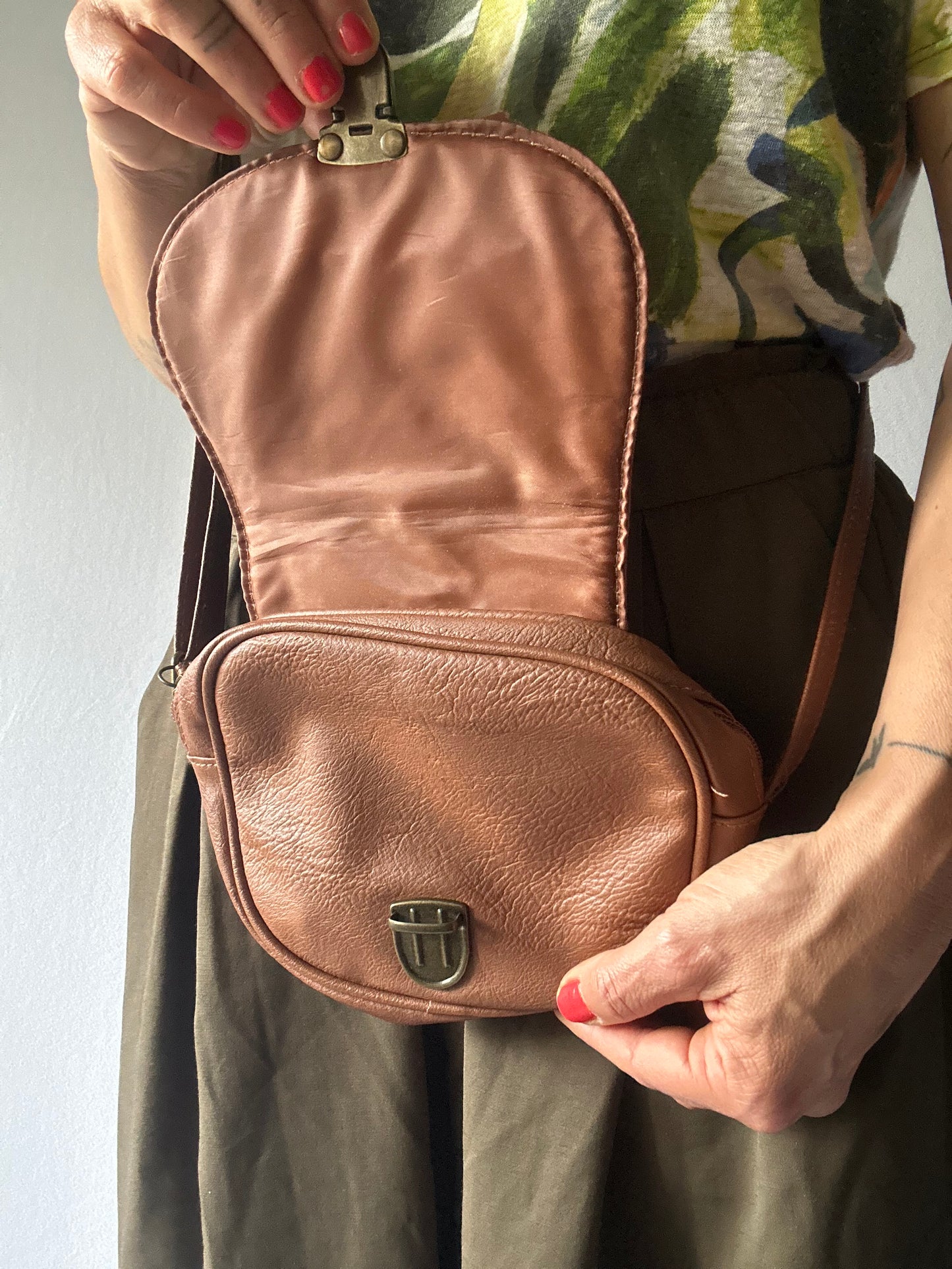 Brown Braided Crossbody Bag