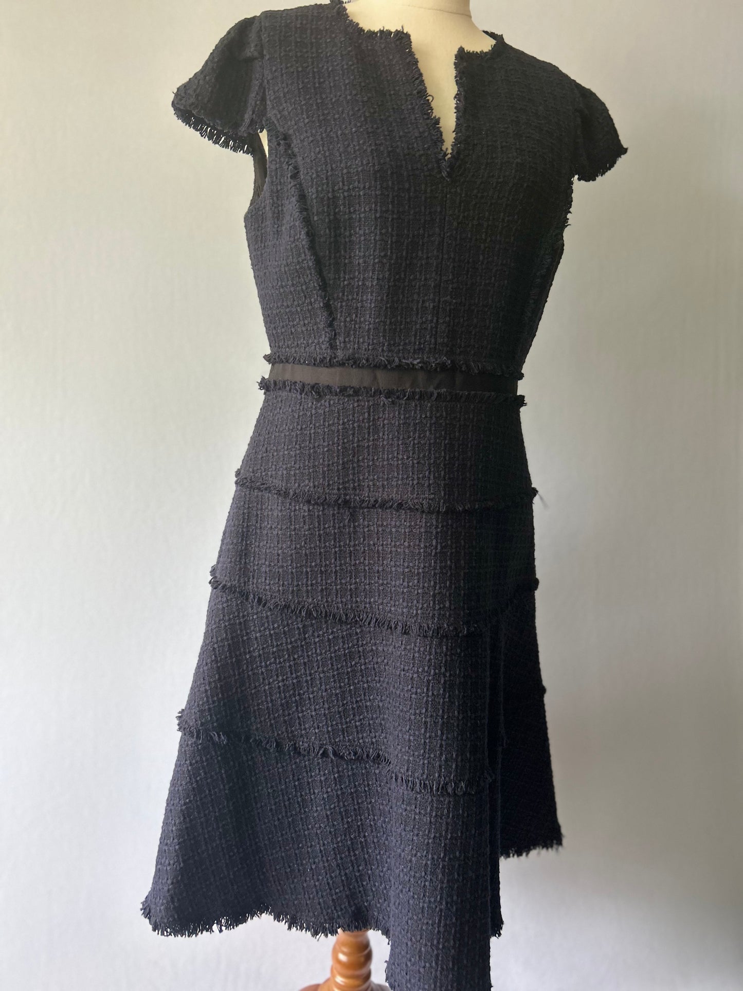 Rebecca Taylor Textured Tweed Fringed Dress – Size 8
