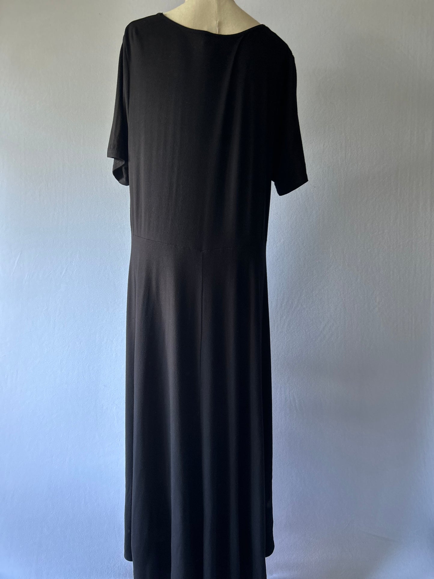 Black Bamboo Viscose Dress with Face Print – Size XS