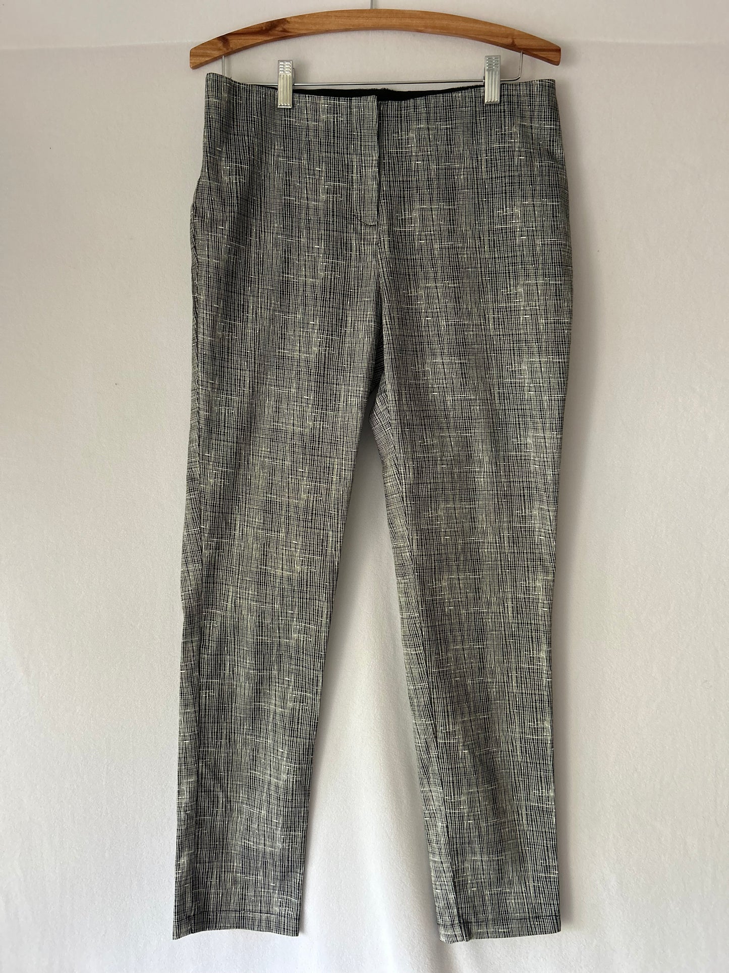 Monochrome Textured Slim-Fit Trousers – Size 12