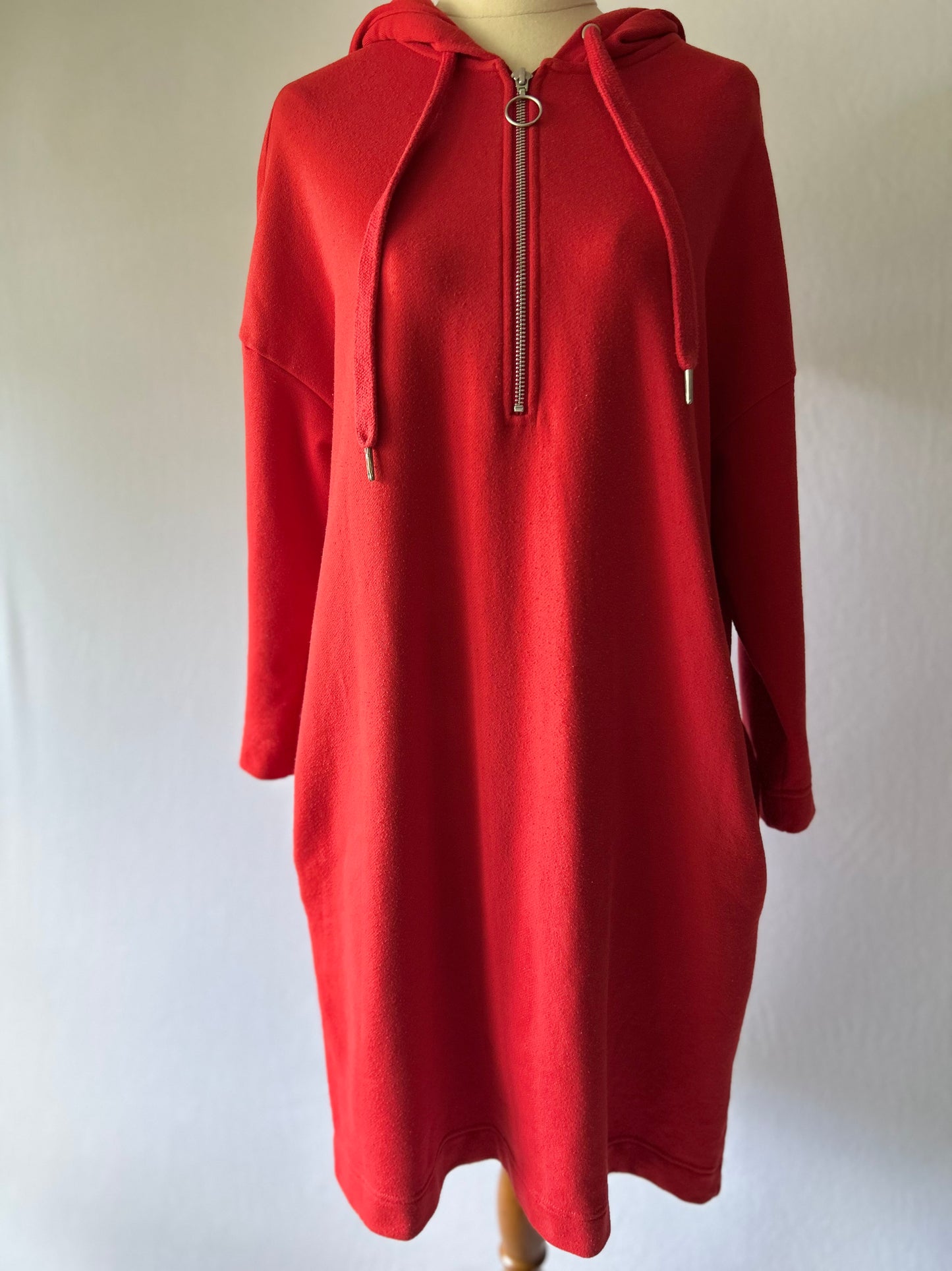 Monki Red Hoodie Dress with Pockets – Size M