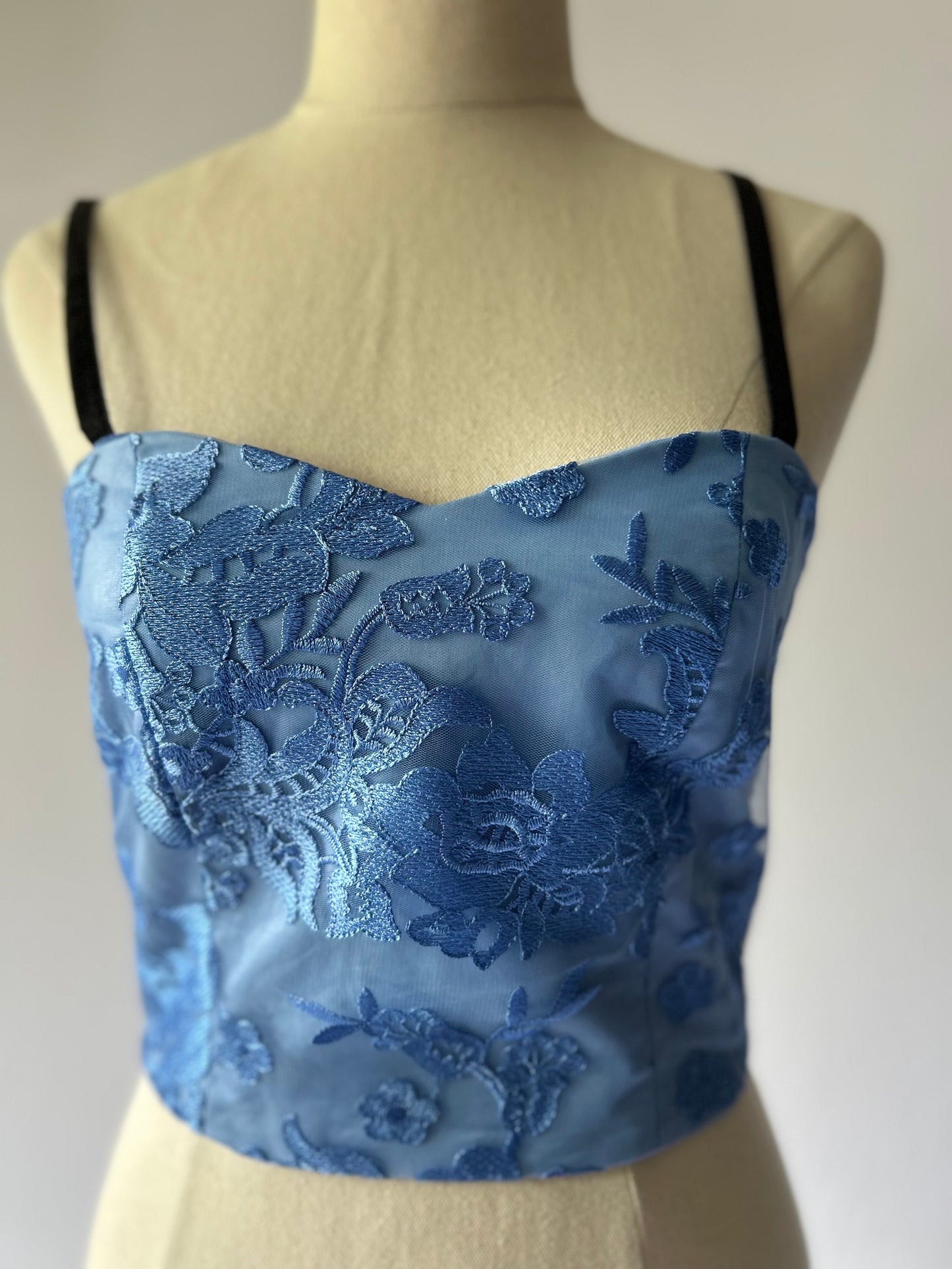 Lace Embroidered Blue Top Size 6