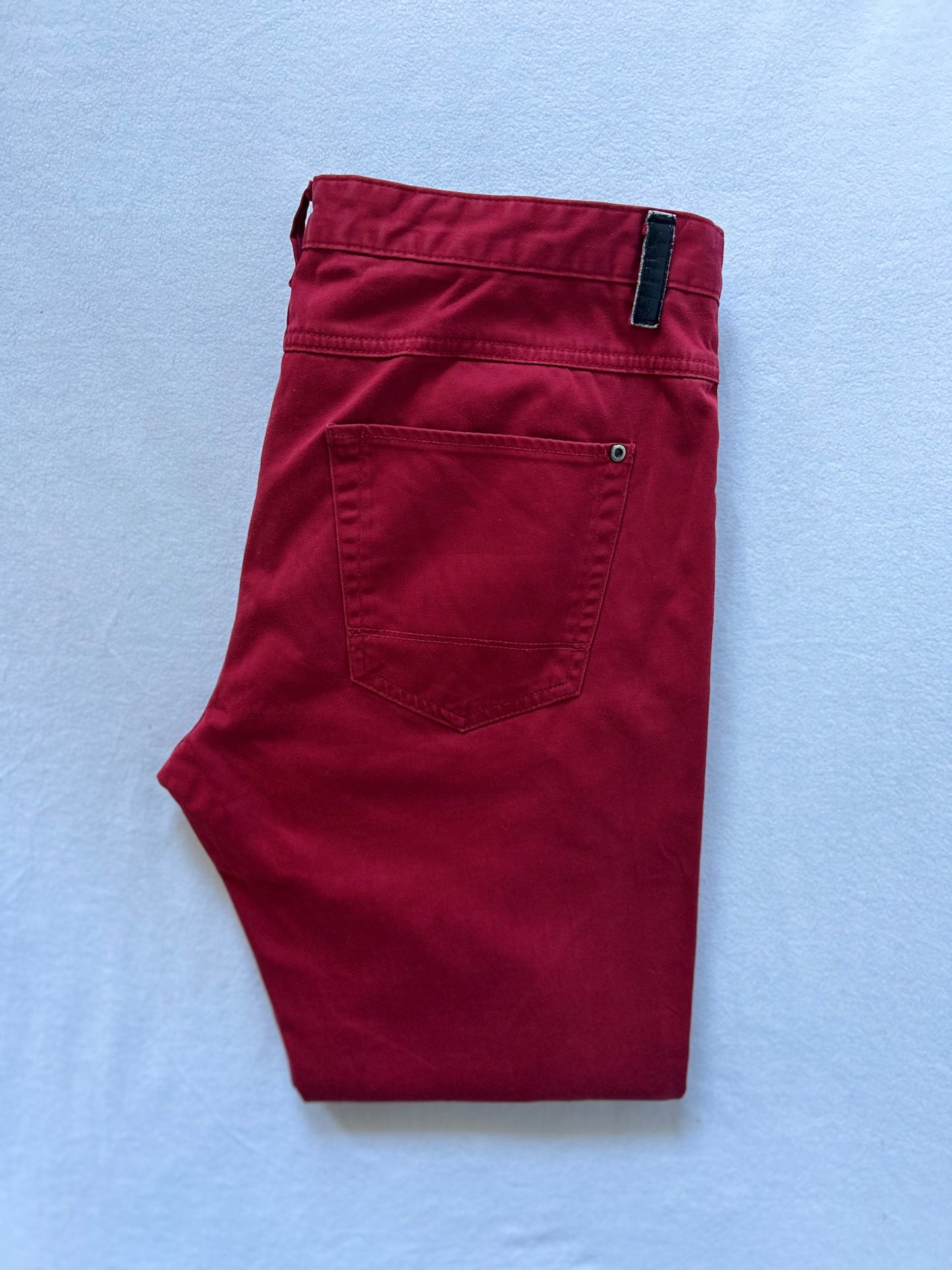 Zara Man Slim-Fit Cherry Red Cotton Chinos - Size EUR 46 / US 34