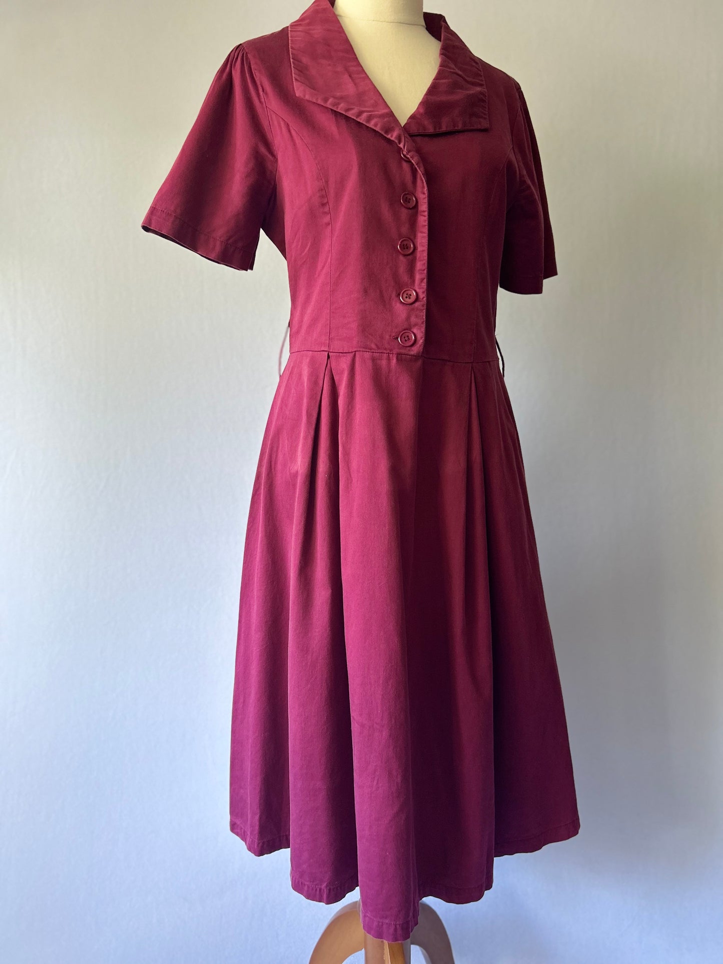 Princess Highway Berry Wine Cotton Button-Down Dress - Size 10