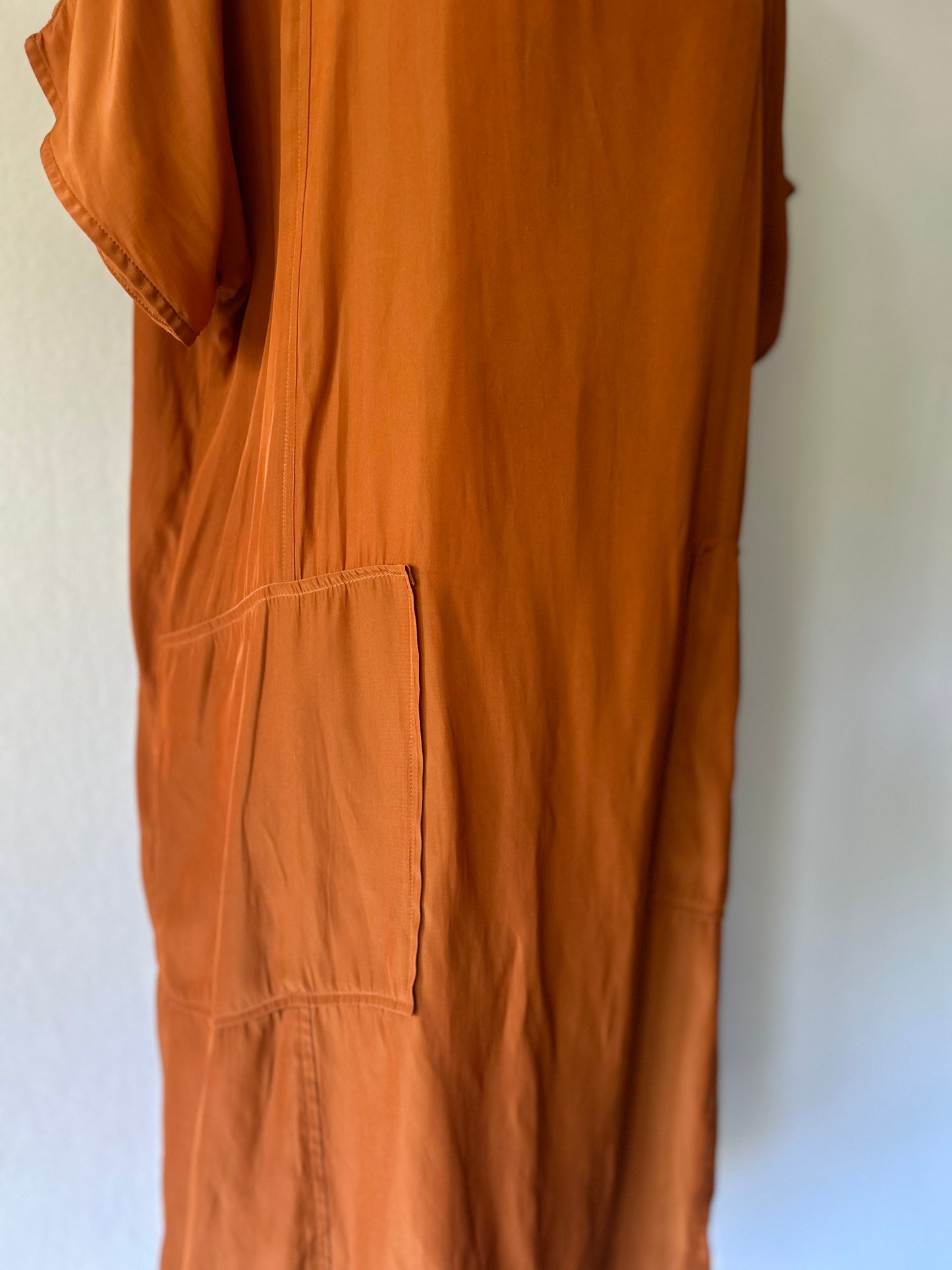 Rust Brown Japanese Technical Polyester Shift Dress - Size 12