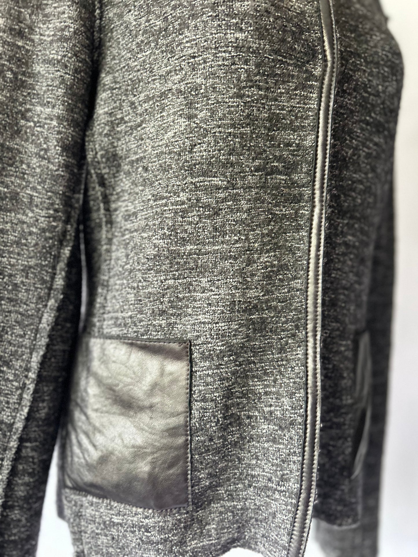 Graham & Spencer Wool-Blend Cardigan with Lambskin Leather Pockets – Size S