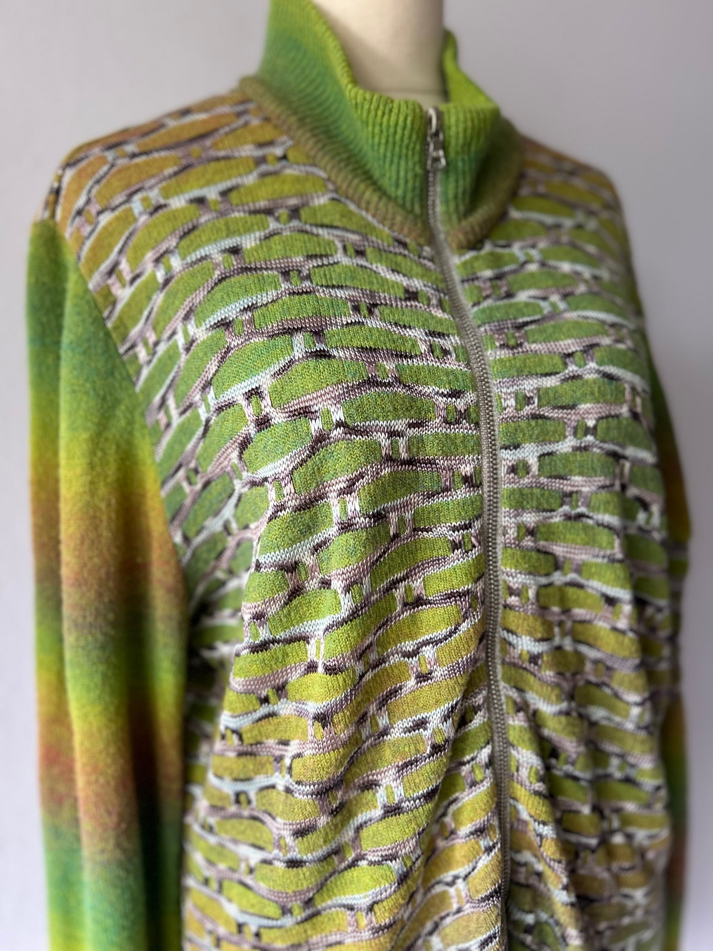 Sabatini Green Ombré Knit Zip Cardigan - Size L
