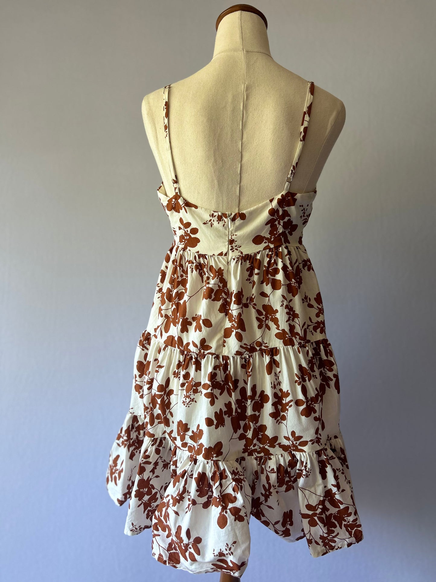 Showpo Floral Print Tiered Mini Dress - Size 10 (100% Cotton)
