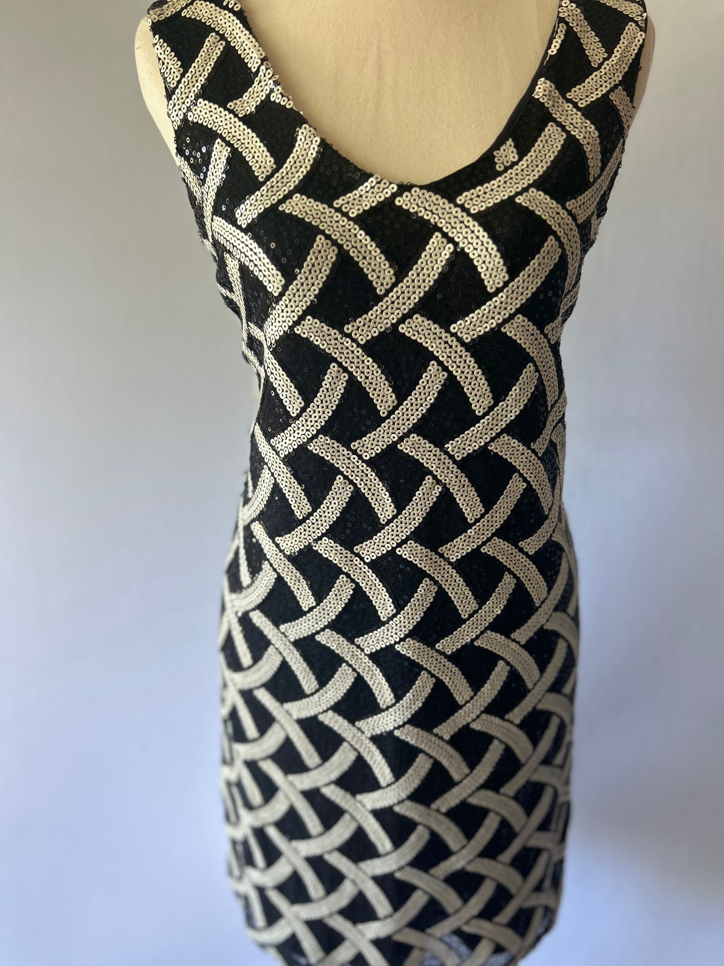 Black Sequin Pattern Dress – Size M