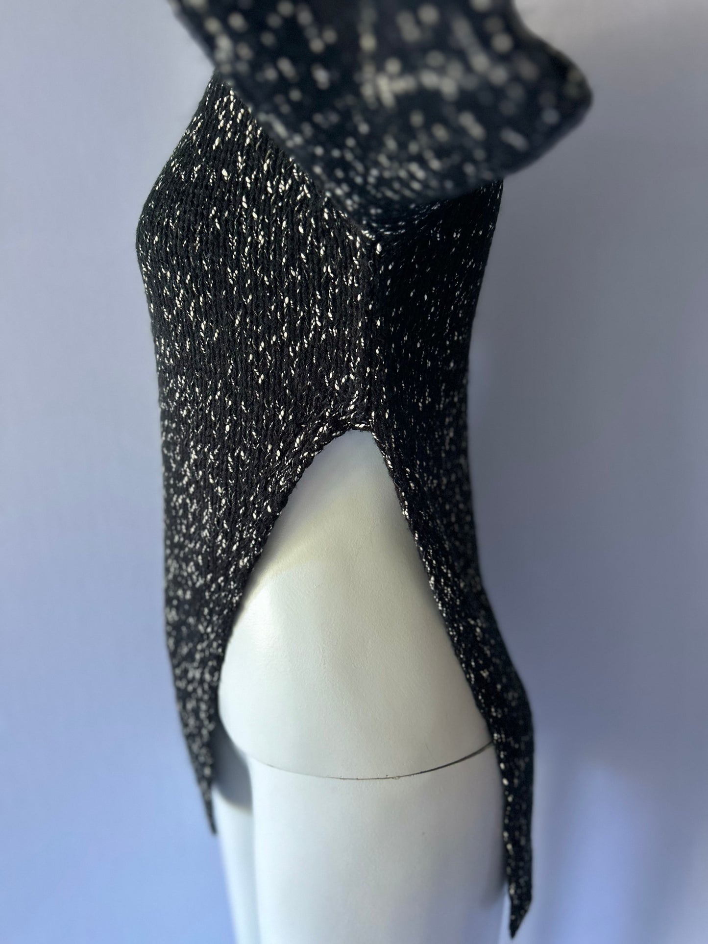 Minkpink Cotton Marle Knit Jumper | High Side Slits | Size Small | Black & Cream