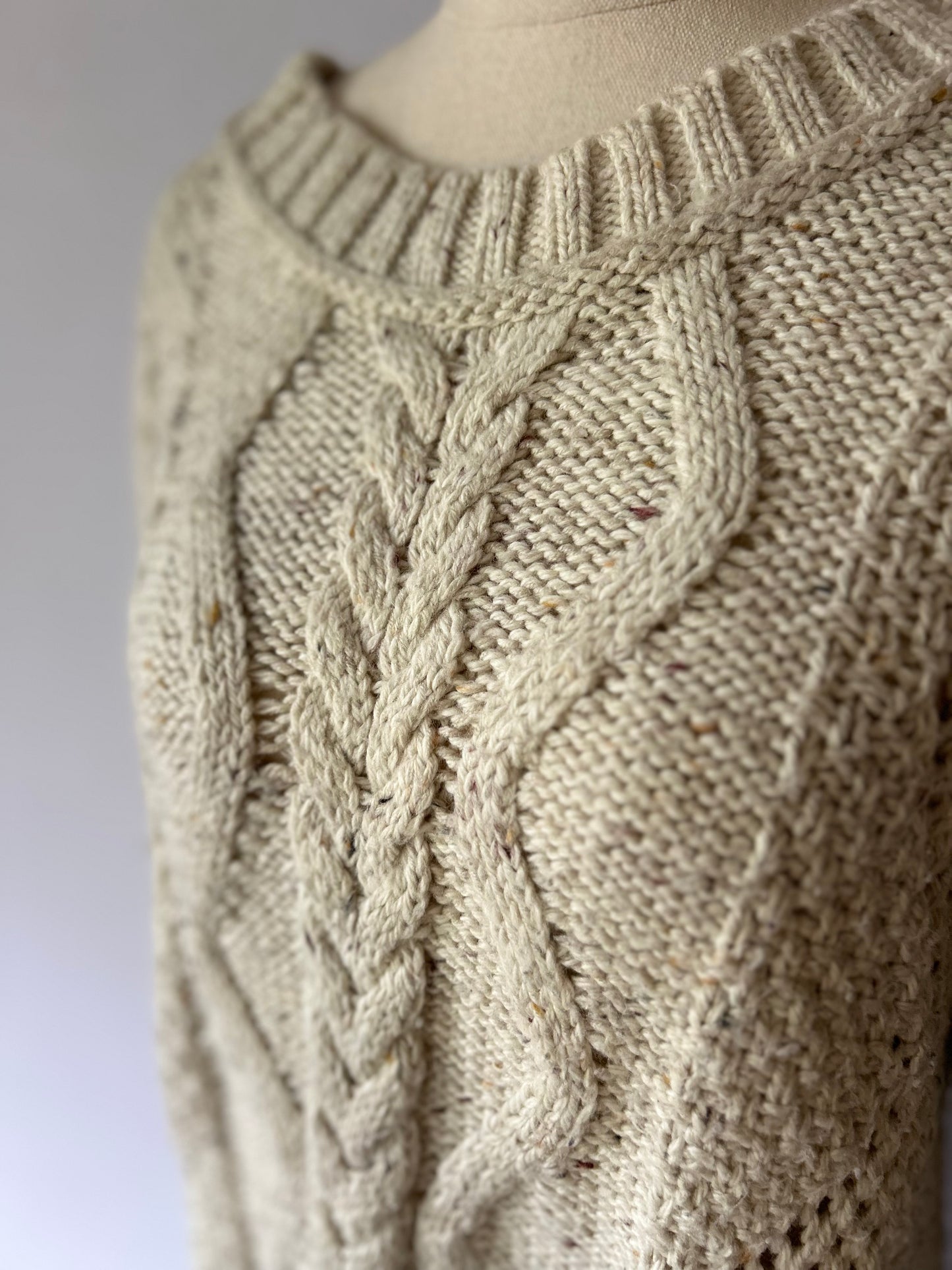 Oatmeal Marle Cable-Knit Tunic Sweater – Size M