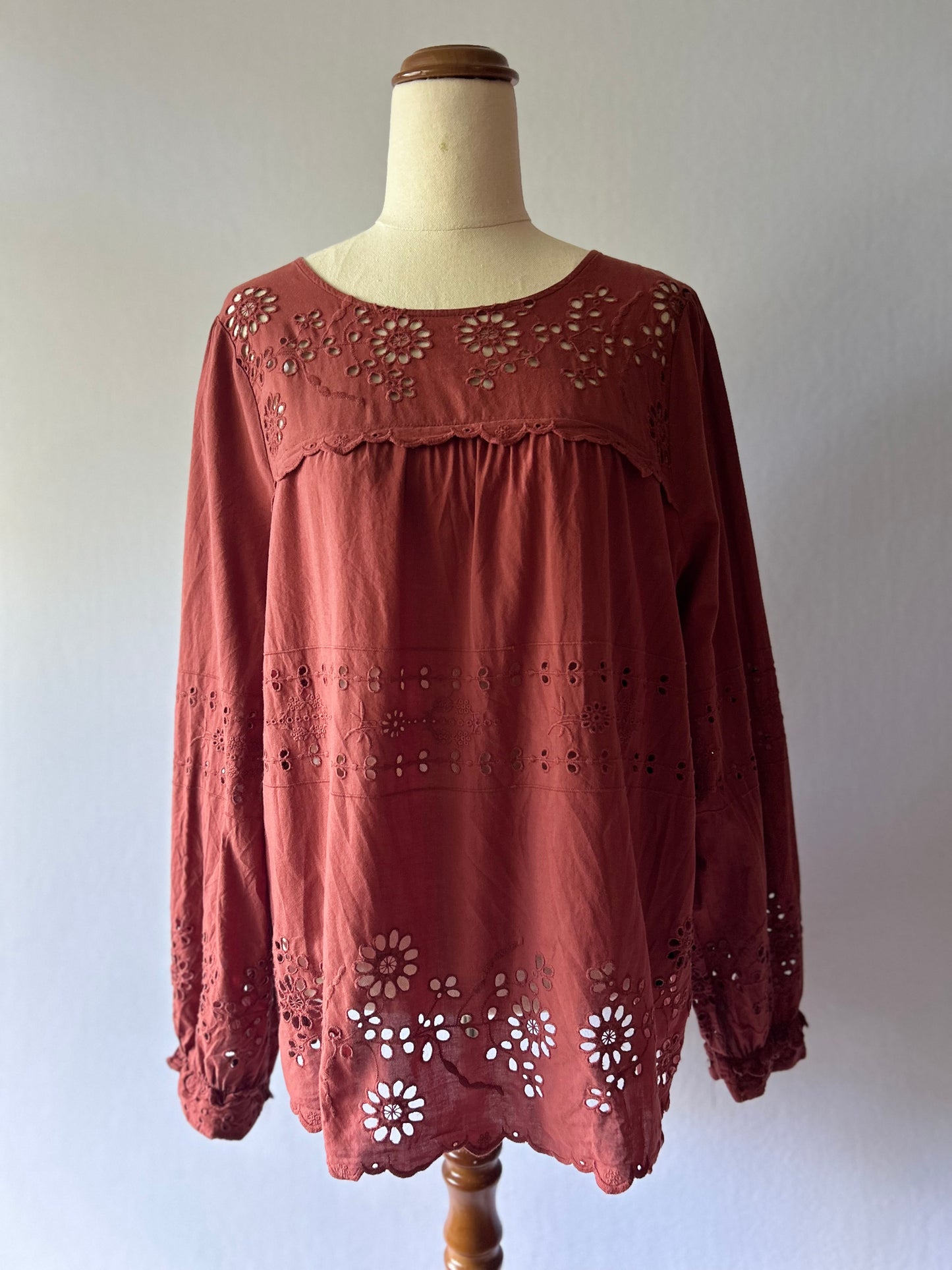 Whistles Broderie Anglaise Cotton Blouse - Size 16