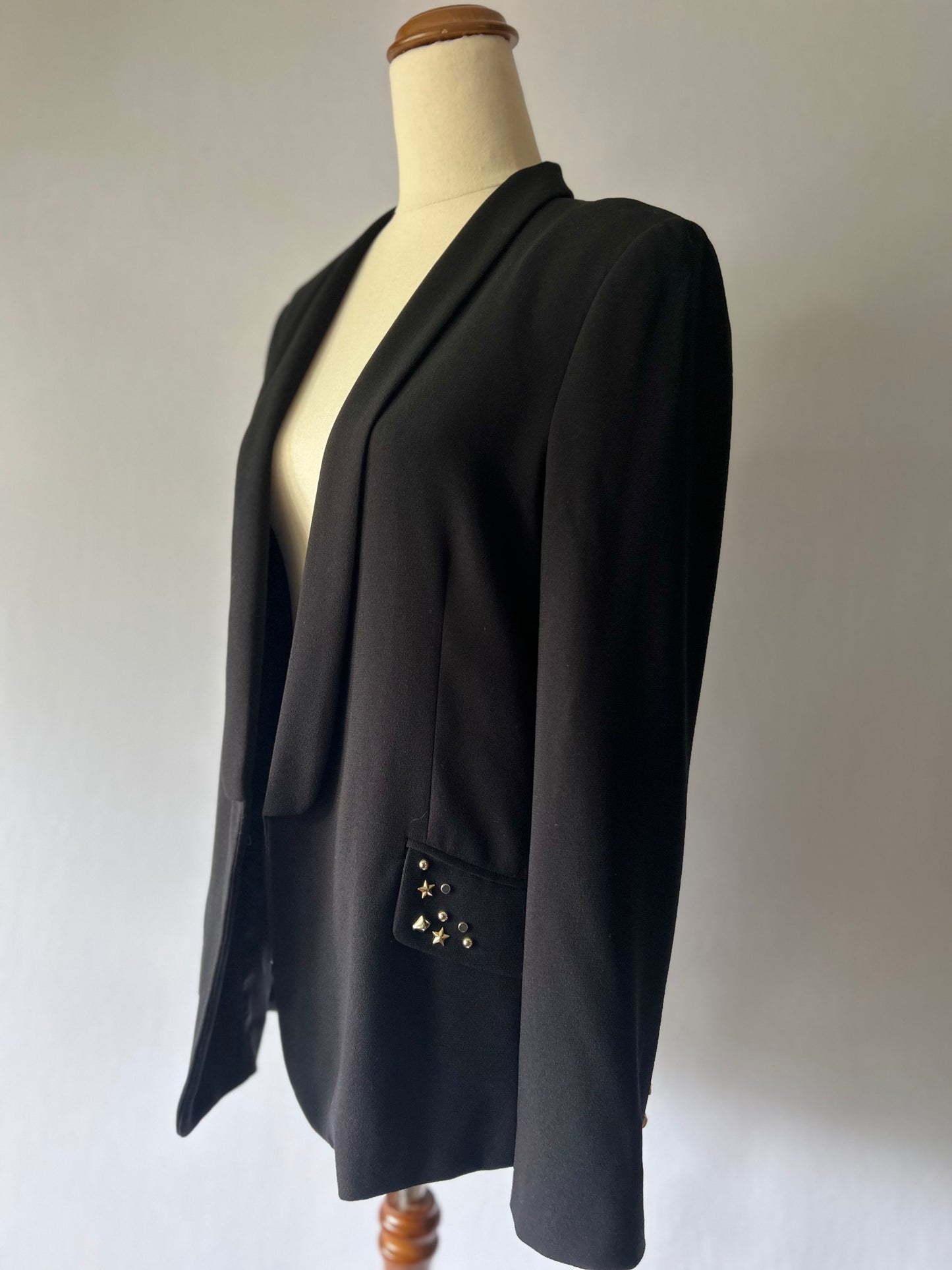 Zara Black Blazer with Star Stud Details – Size Small