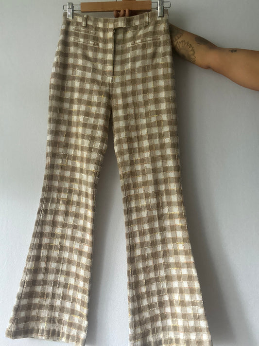 Karen Walker "Gingham Flare" Tailored Trousers – Size UK6/US2