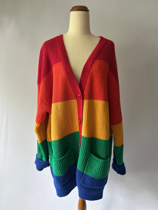 Dangerfield Rainbow Stripe Oversized Knit Cardigan – Size 16