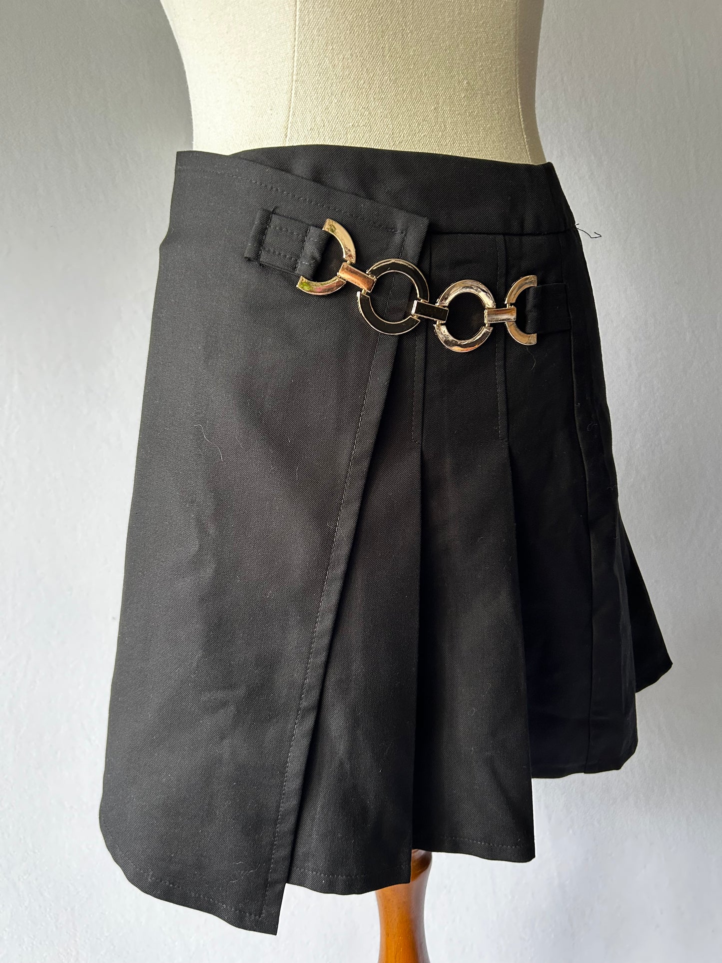 Black Skort with Gold Side Belt – Size small 6/8