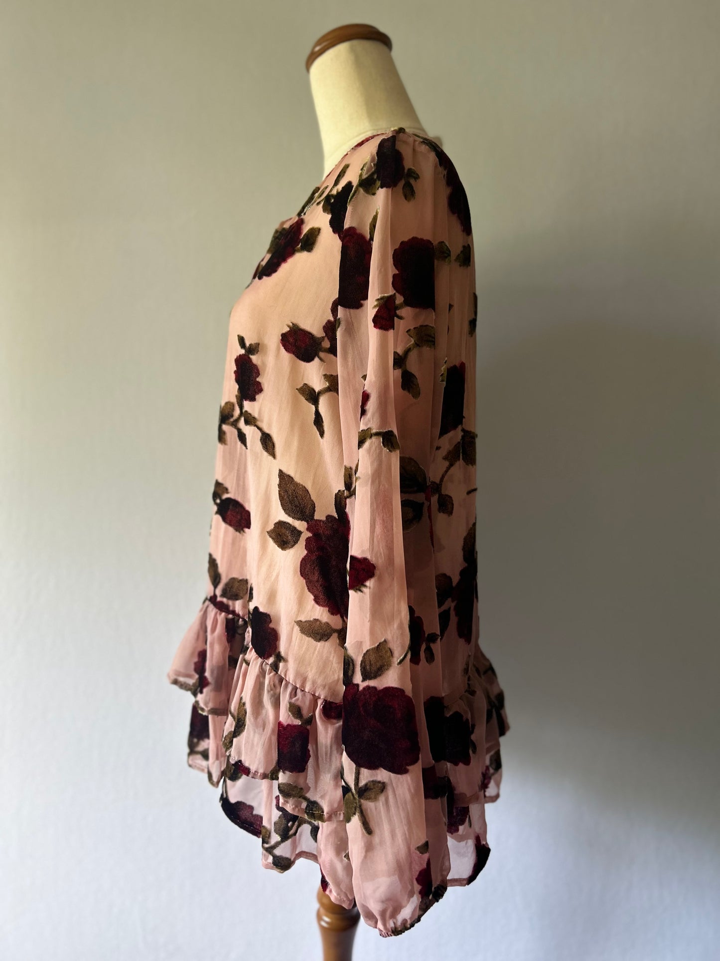 Trelise Cooper Velvet-Rose Silk Blouse – Size Small