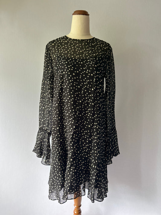 Theory Silk Star-Print Tiered Mini Dress – Size 4