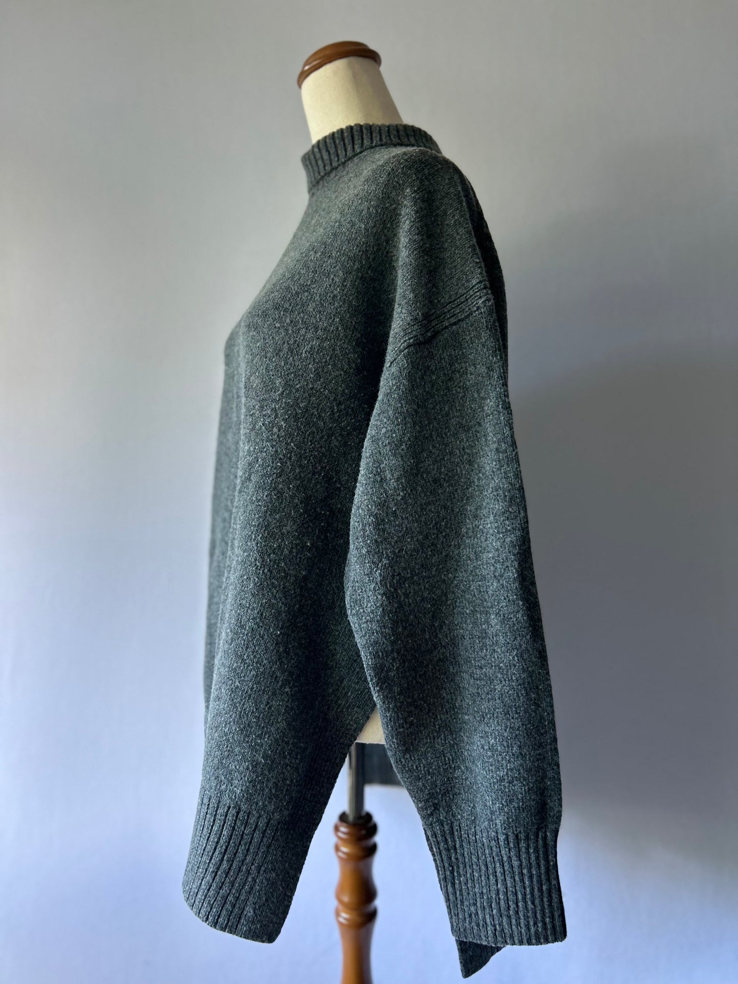 Cosy Charcoal Mock-Neck Oversized Sweater – Size L
