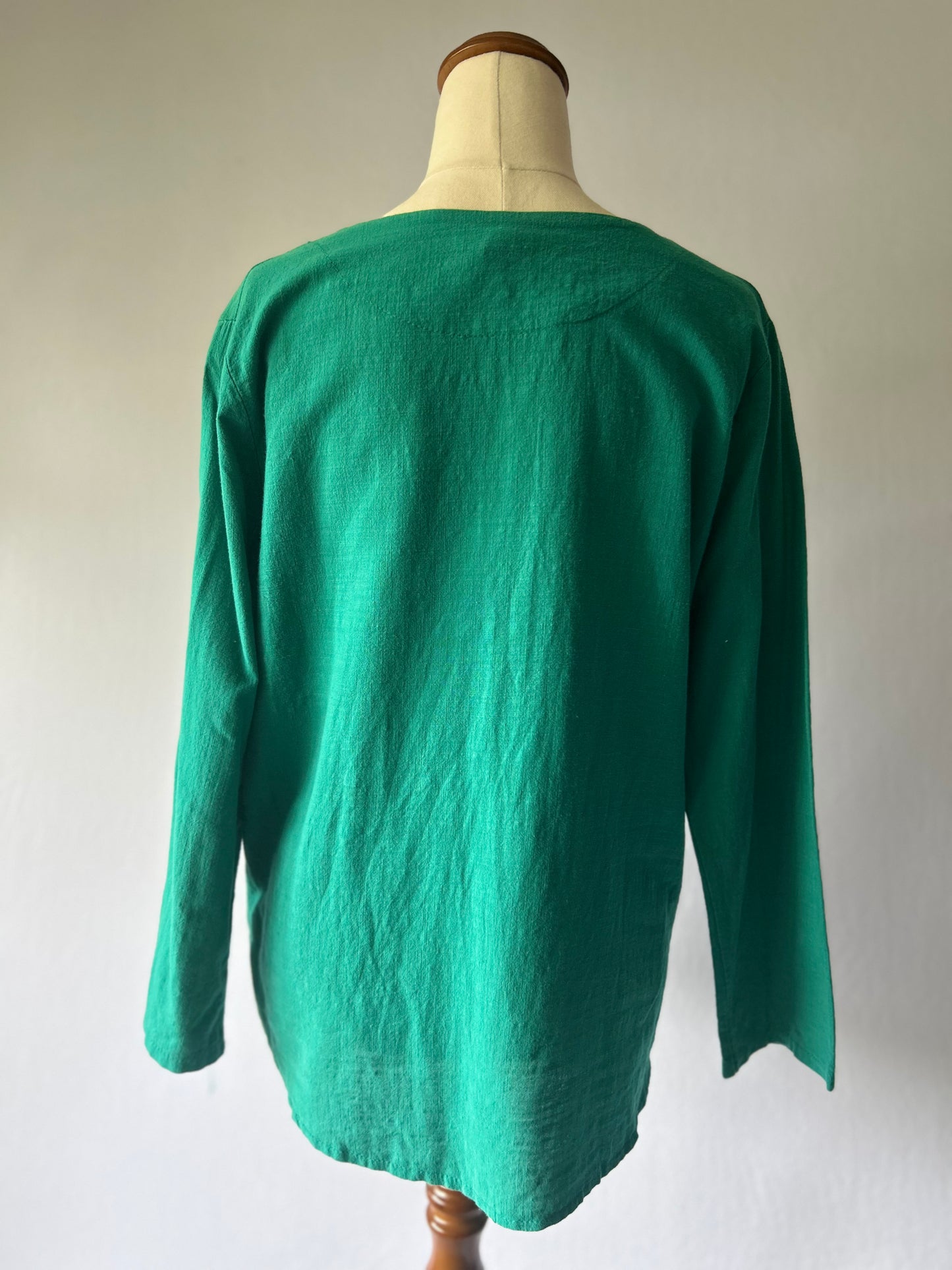 Green Cotton Embroidered Tunic Top – Size L