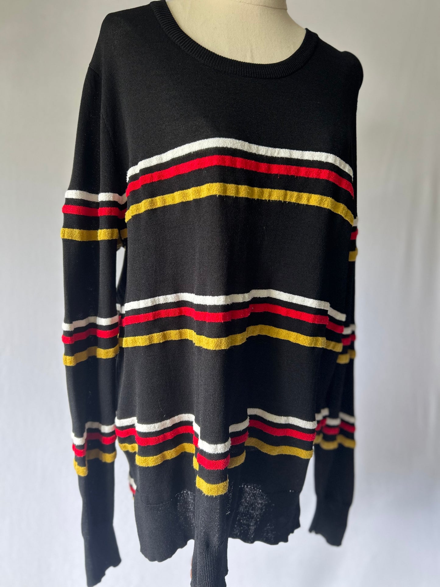 Moochi Black Knit Top with Stripes – Size Small