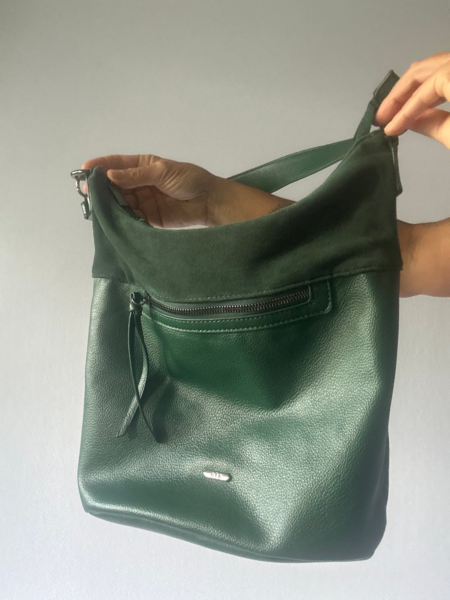 Forest Green Faux Leather Hobo Shoulder Bag - One Size
