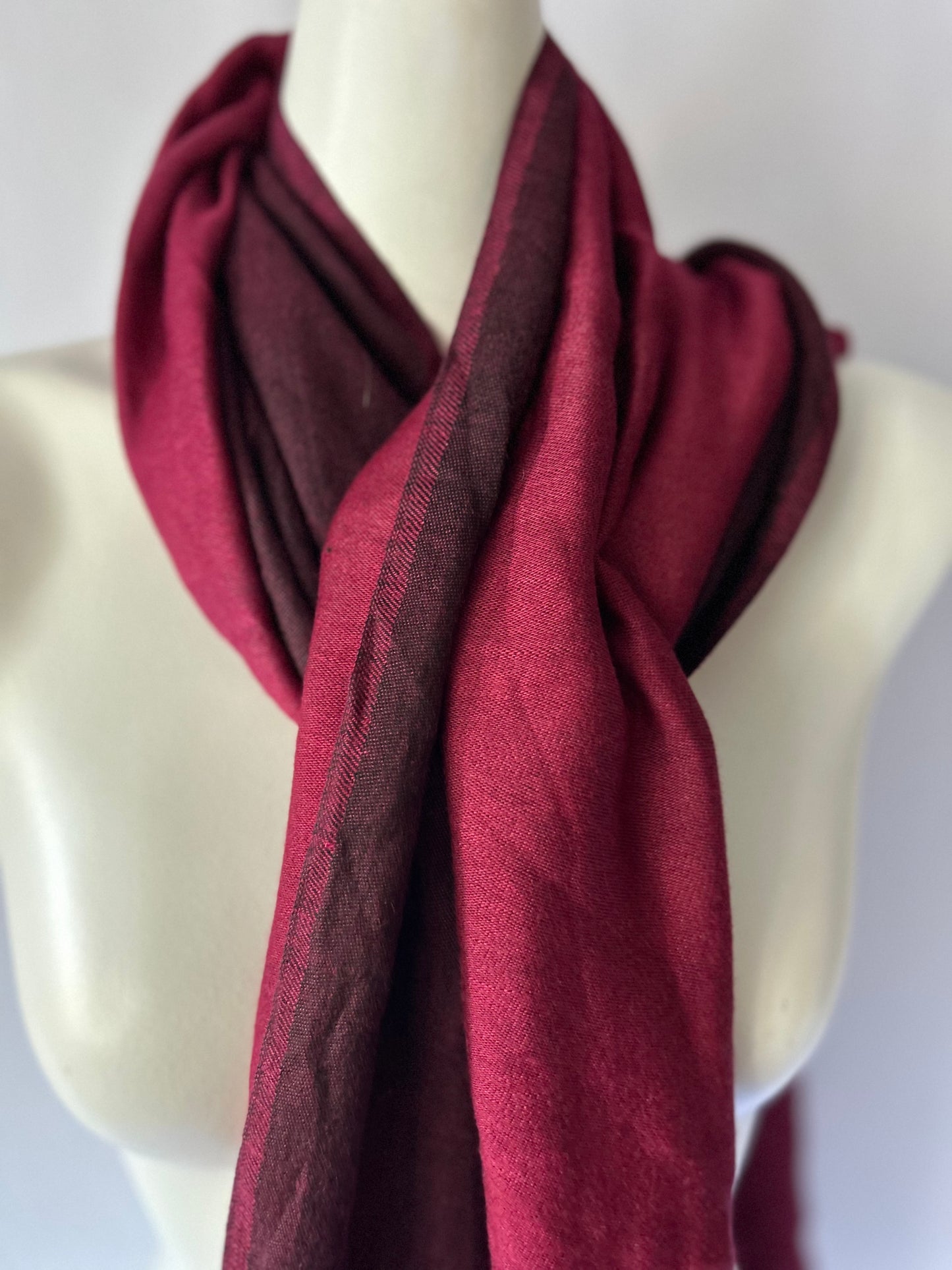 Rich Bordeaux Lightweight Viscose Scarf - One Size
