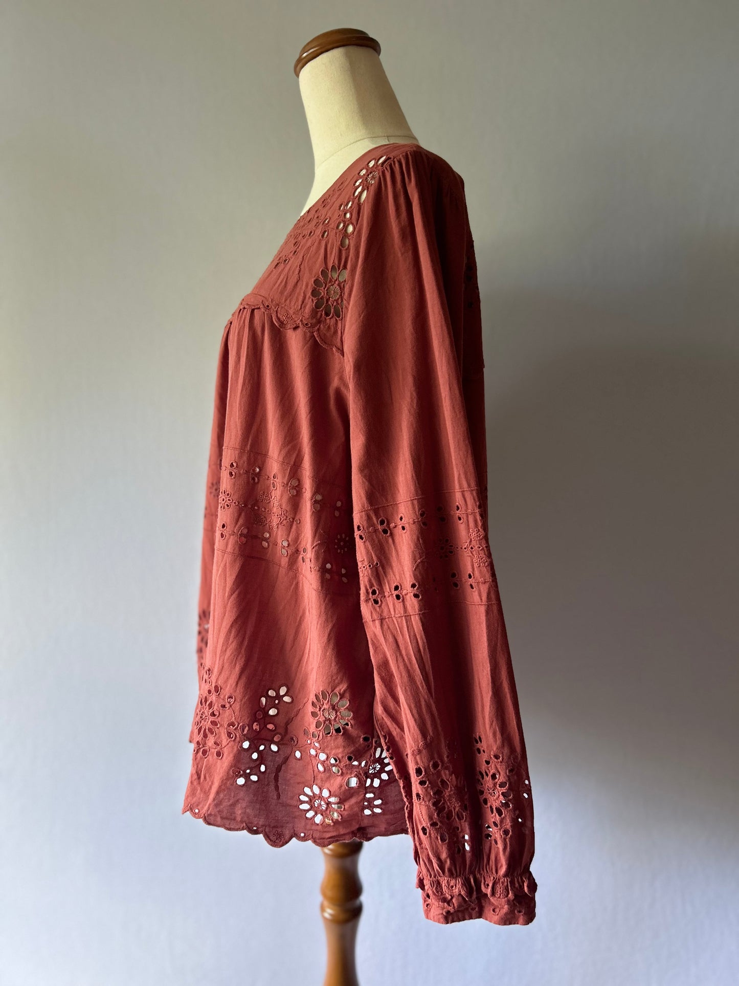 Whistles Broderie Anglaise Cotton Blouse - Size 16
