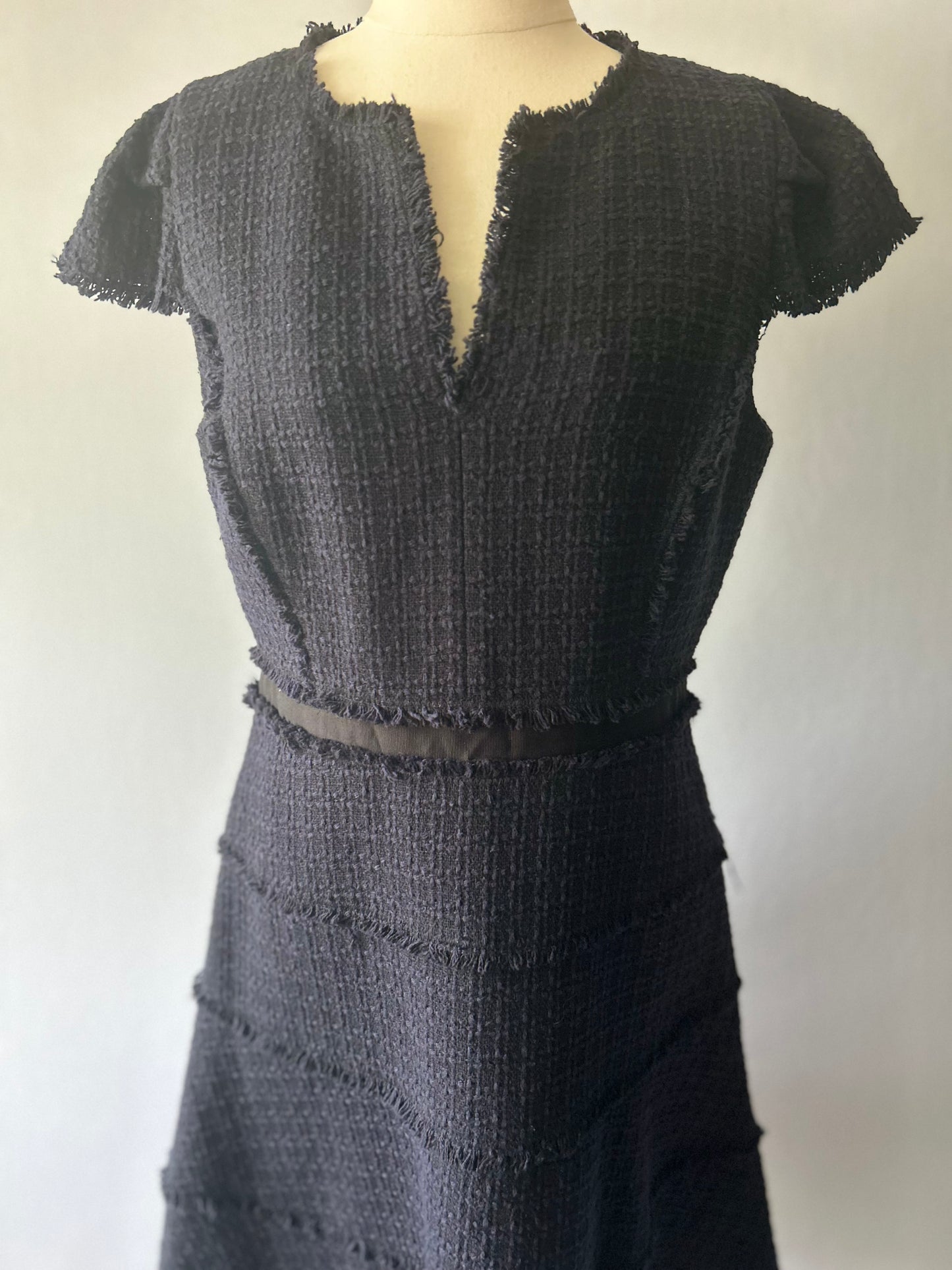 Rebecca Taylor Textured Tweed Fringed Dress – Size 8