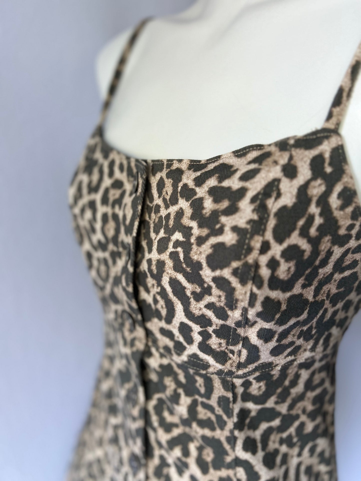 Leopard Print Cotton Button-Down Mini Dress - Size 10
