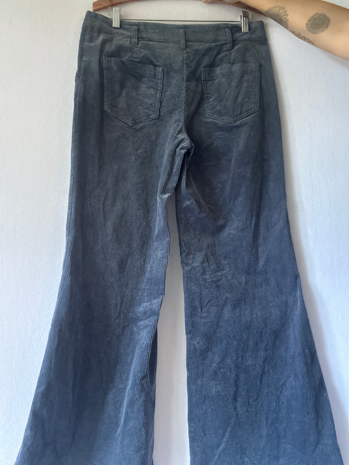 Storm Dusty Blue Corduroy Wide Leg Trousers - Size 12