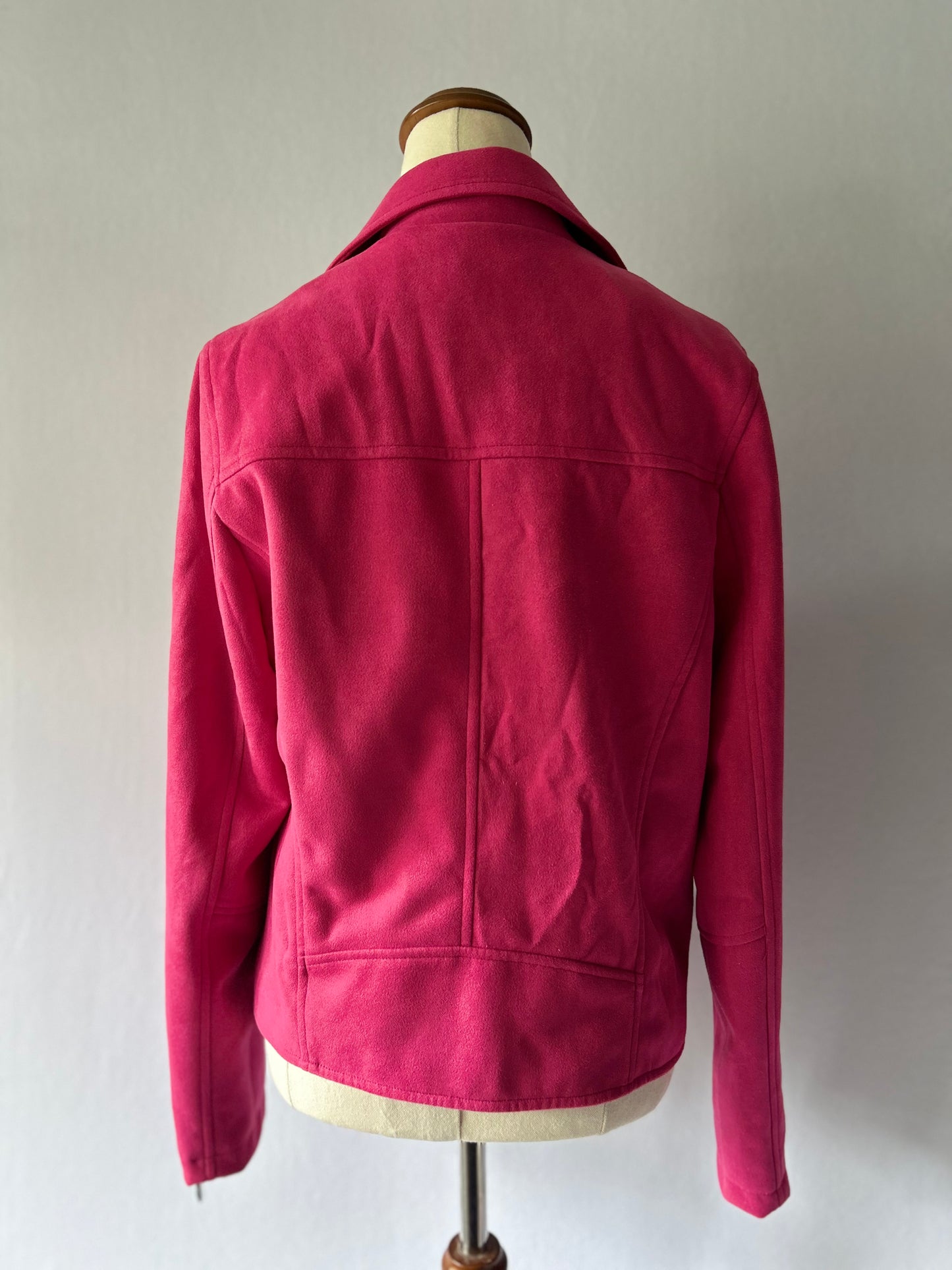 Lemon Tree Hot Pink Moto Jacket | Soft Touch Faux Suede | Size 10