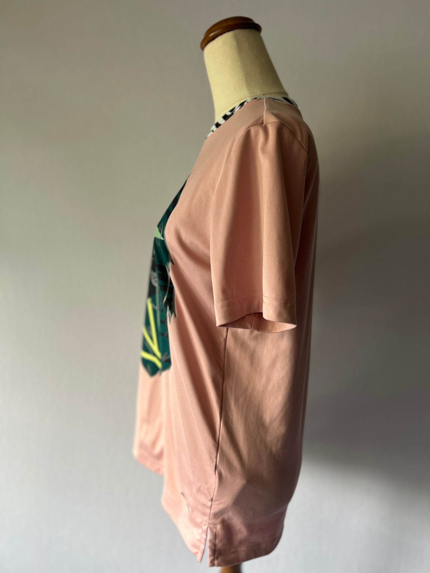 Adidas M - Recycled Pink Graphic Tee w/ Zebra Neckline