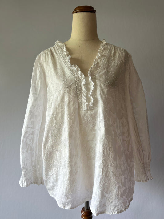 White Cotton Blouse – Size L