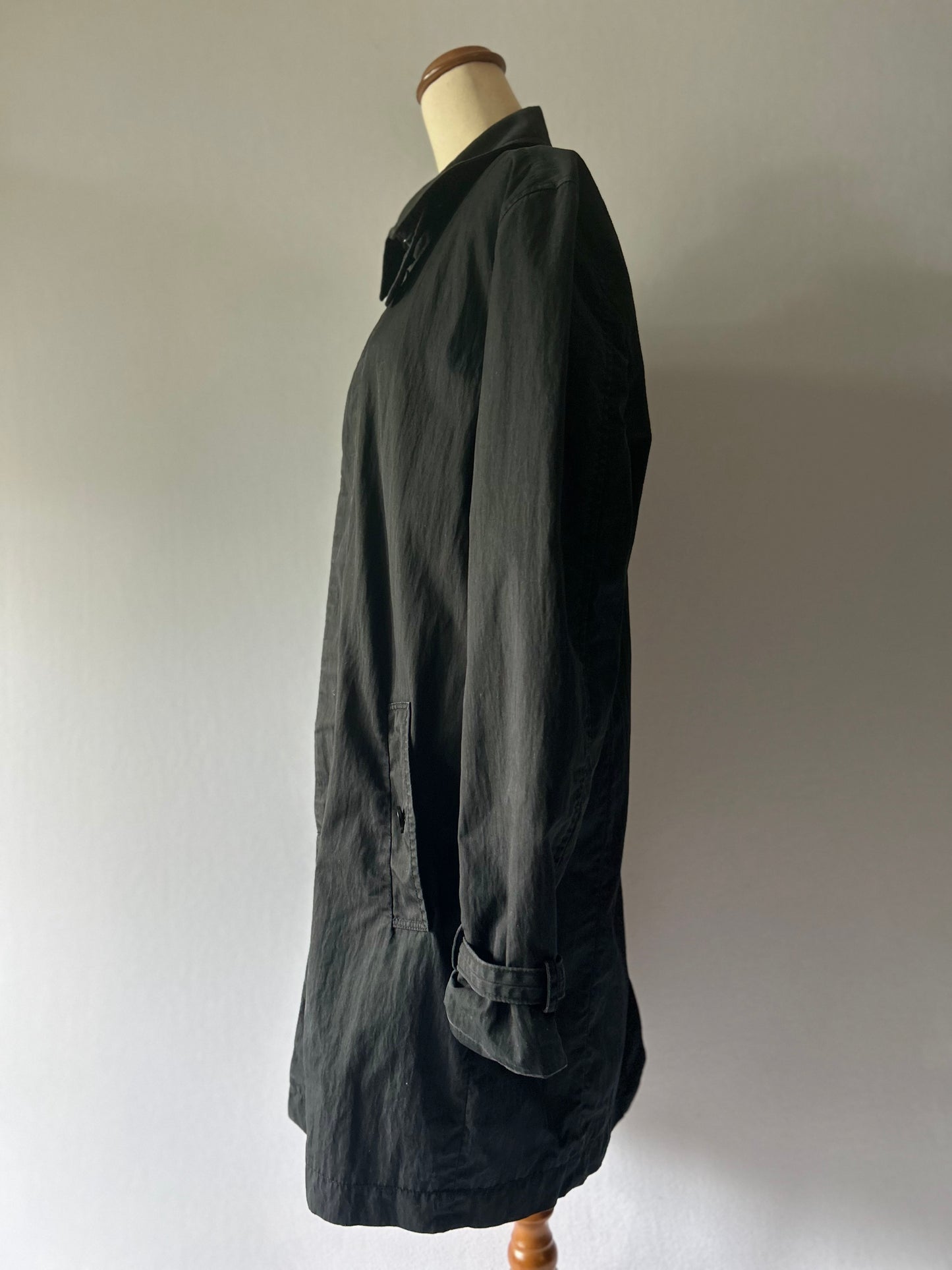Marc's Black Cotton-Nylon Utility Trench Overcoat - Size L