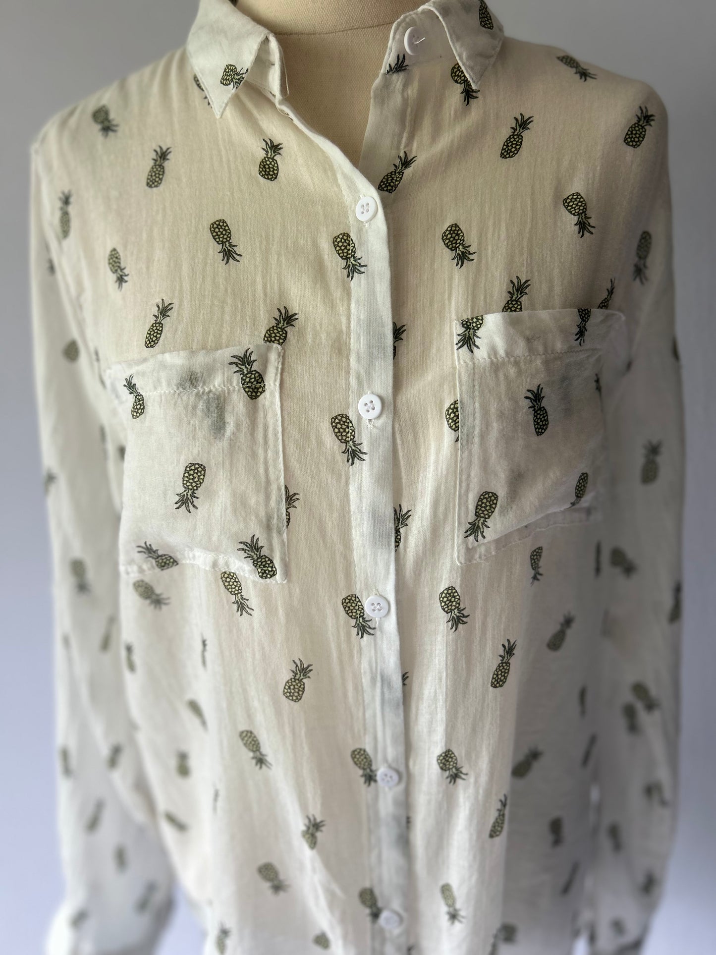 Cotton On Pineapple Print Shirt - 100% Cotton - Size Small