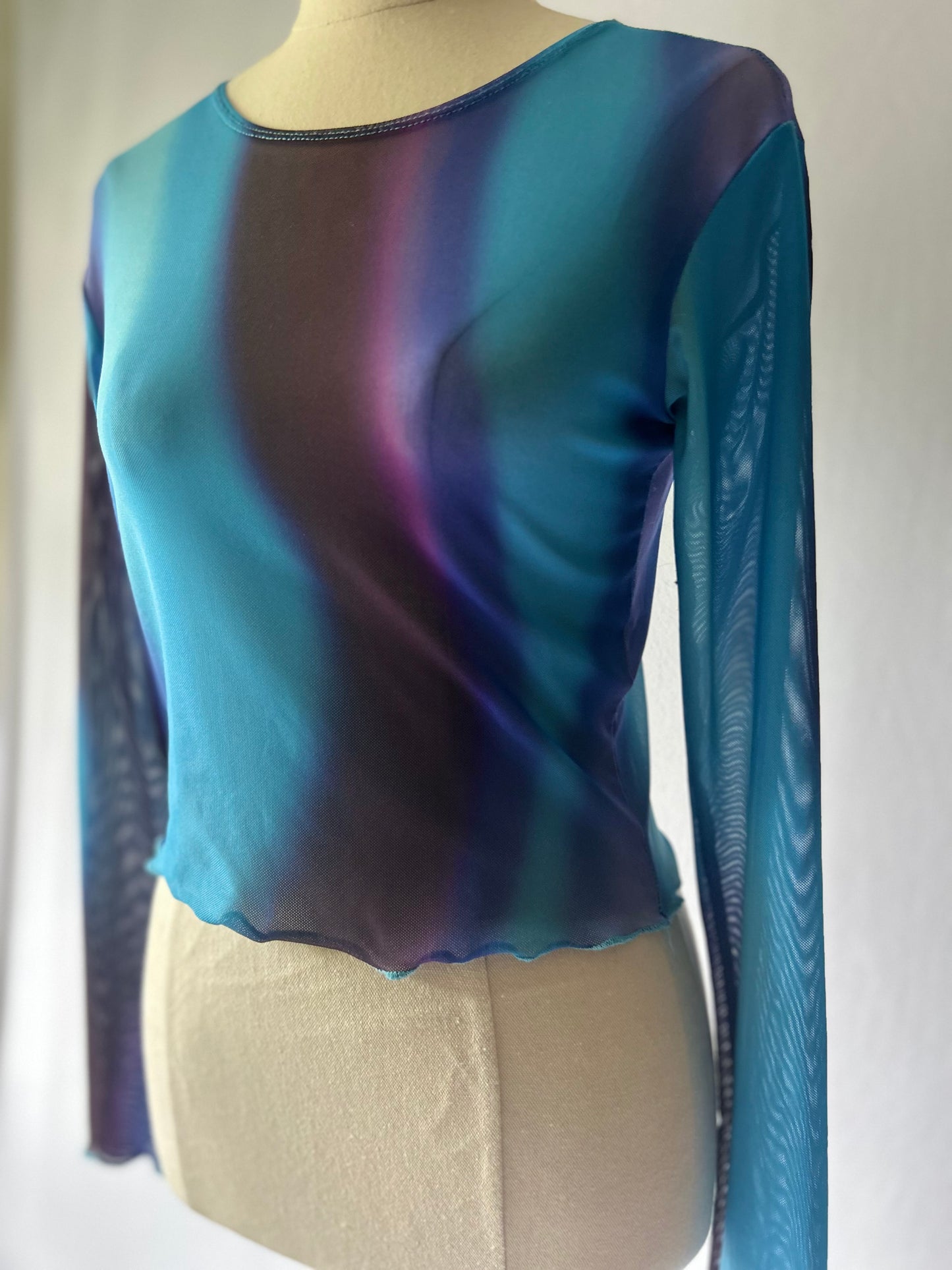 Blue Sheer Cropped Top – Size XS