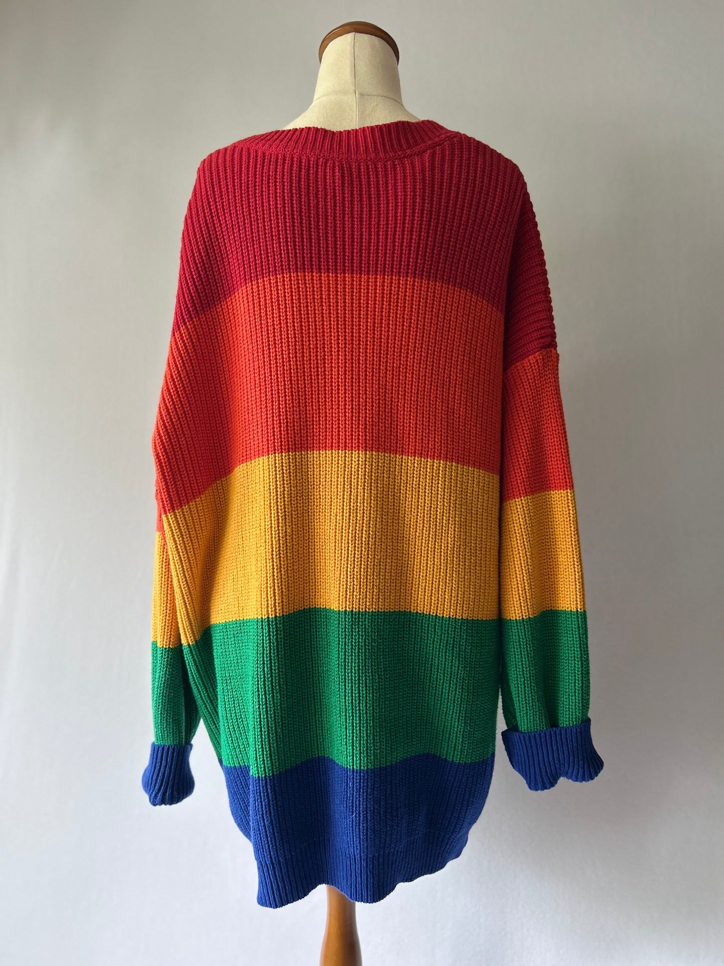 Dangerfield Rainbow Stripe Oversized Knit Cardigan – Size 16