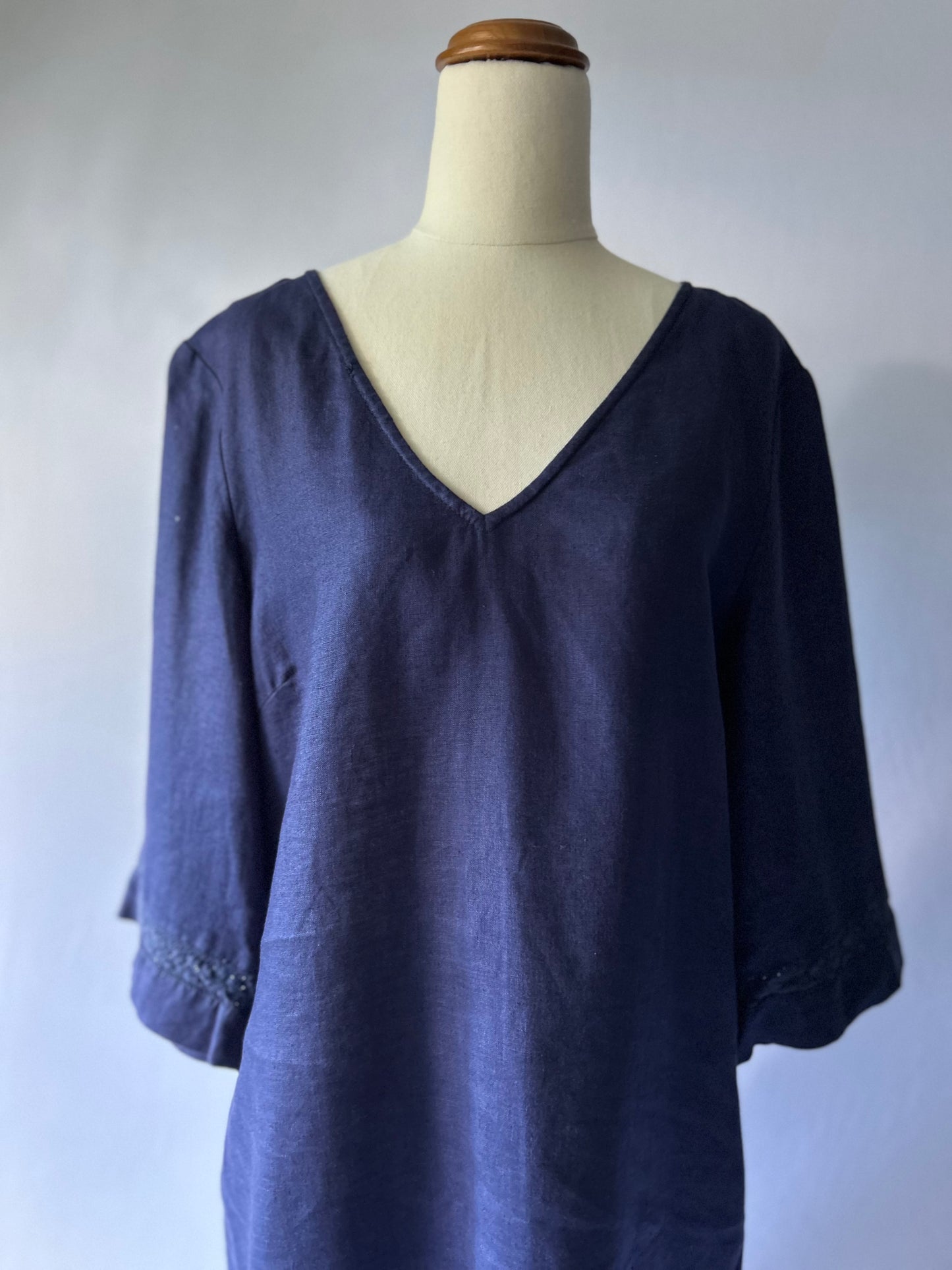 Workshop Navy 100% Linen Dress – Size 12