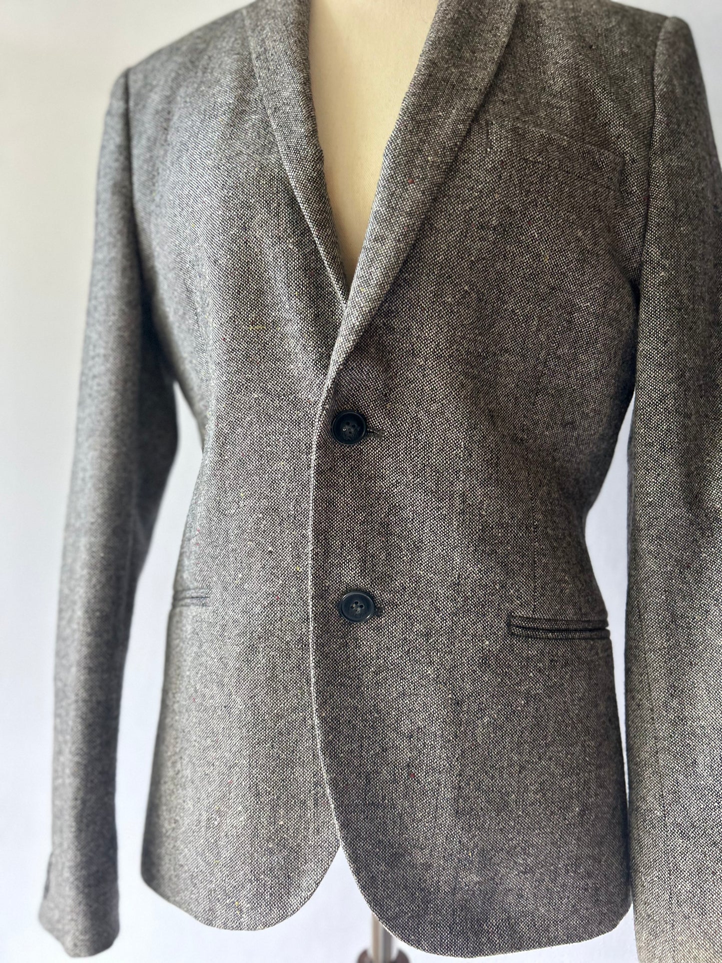 Structured Flecked Tweed Tailored Blazer - Size EUR 44 / US 34R
