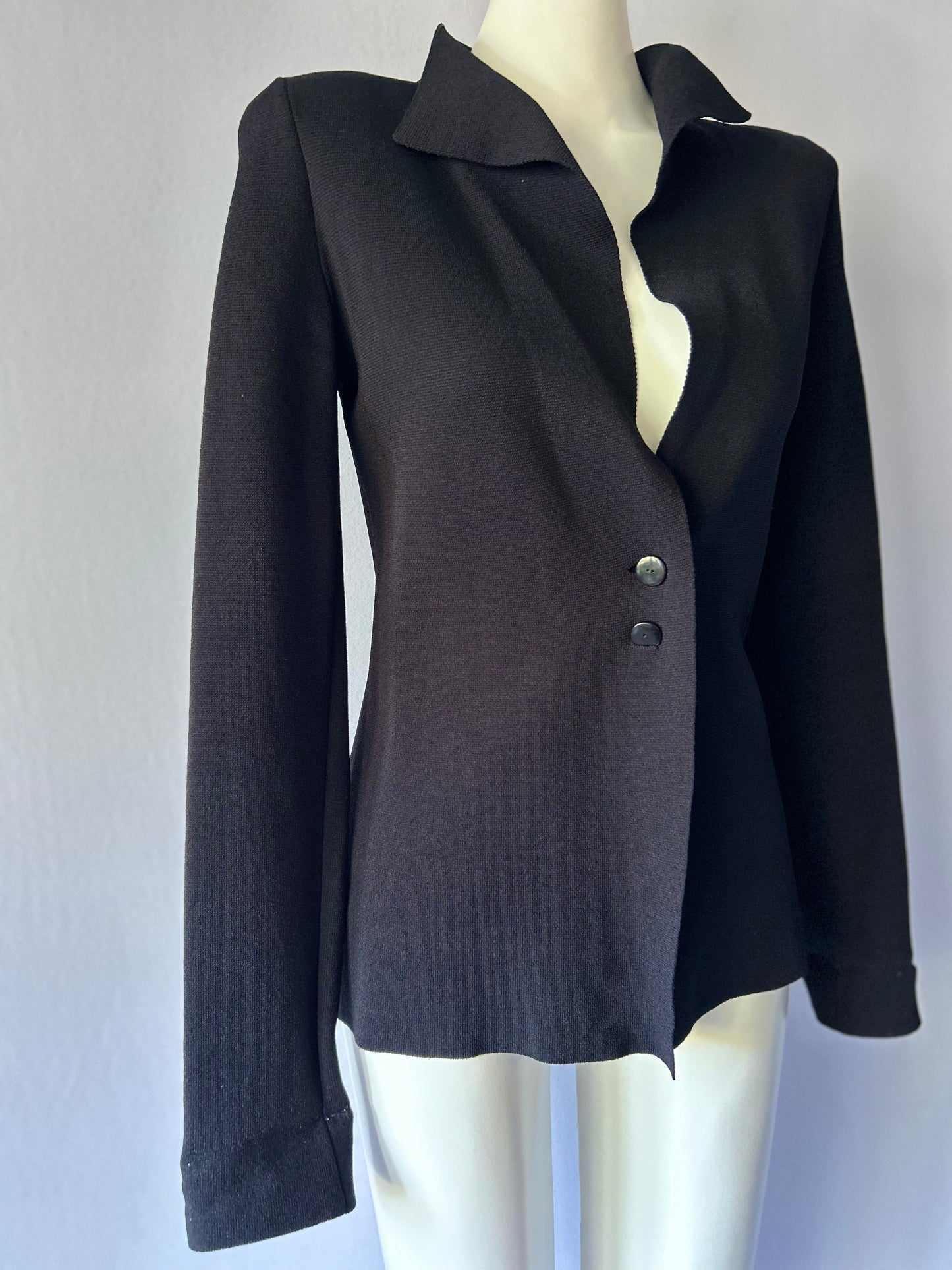 Scanlan Theodore Crepe Knit Padded Shoulder Cardigan - Size M