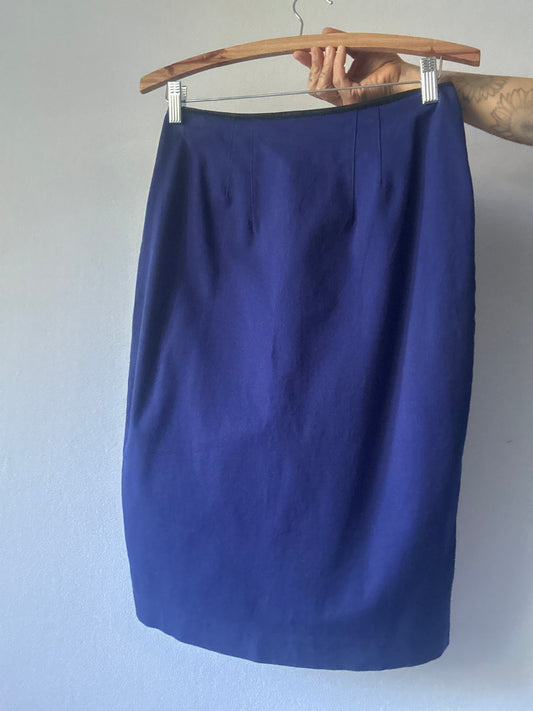 Juliette Hogan Made in NZ Cobalt Blue Cotton Stretch Pencil Skirt - Size 10