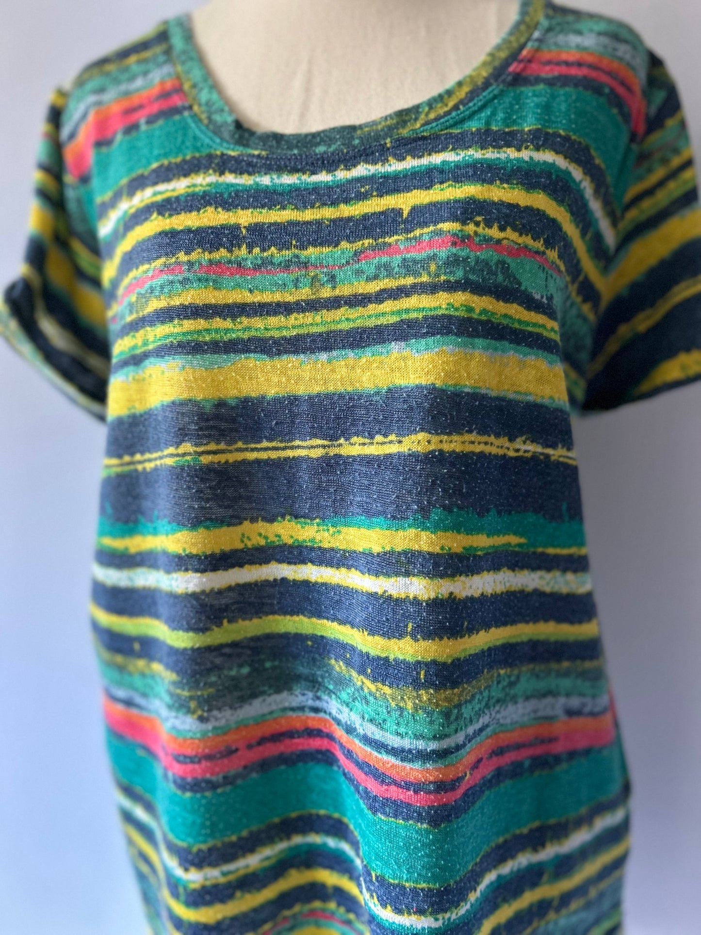 Multicolour Abstract Stripe Tee - Size M