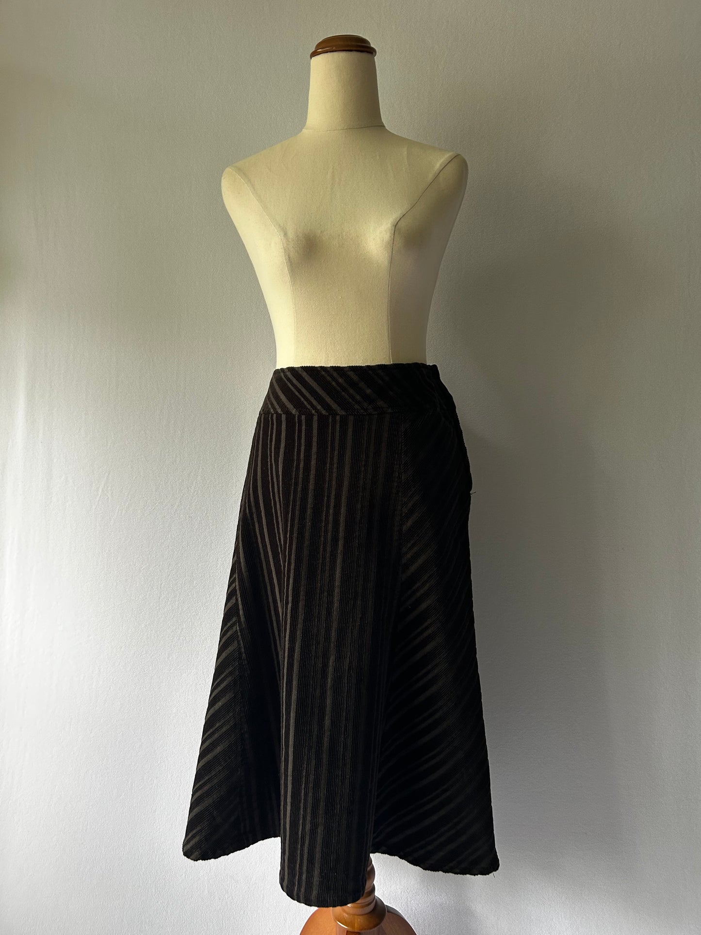 Noir Striped Corduroy A-Line Skirt – Size 12